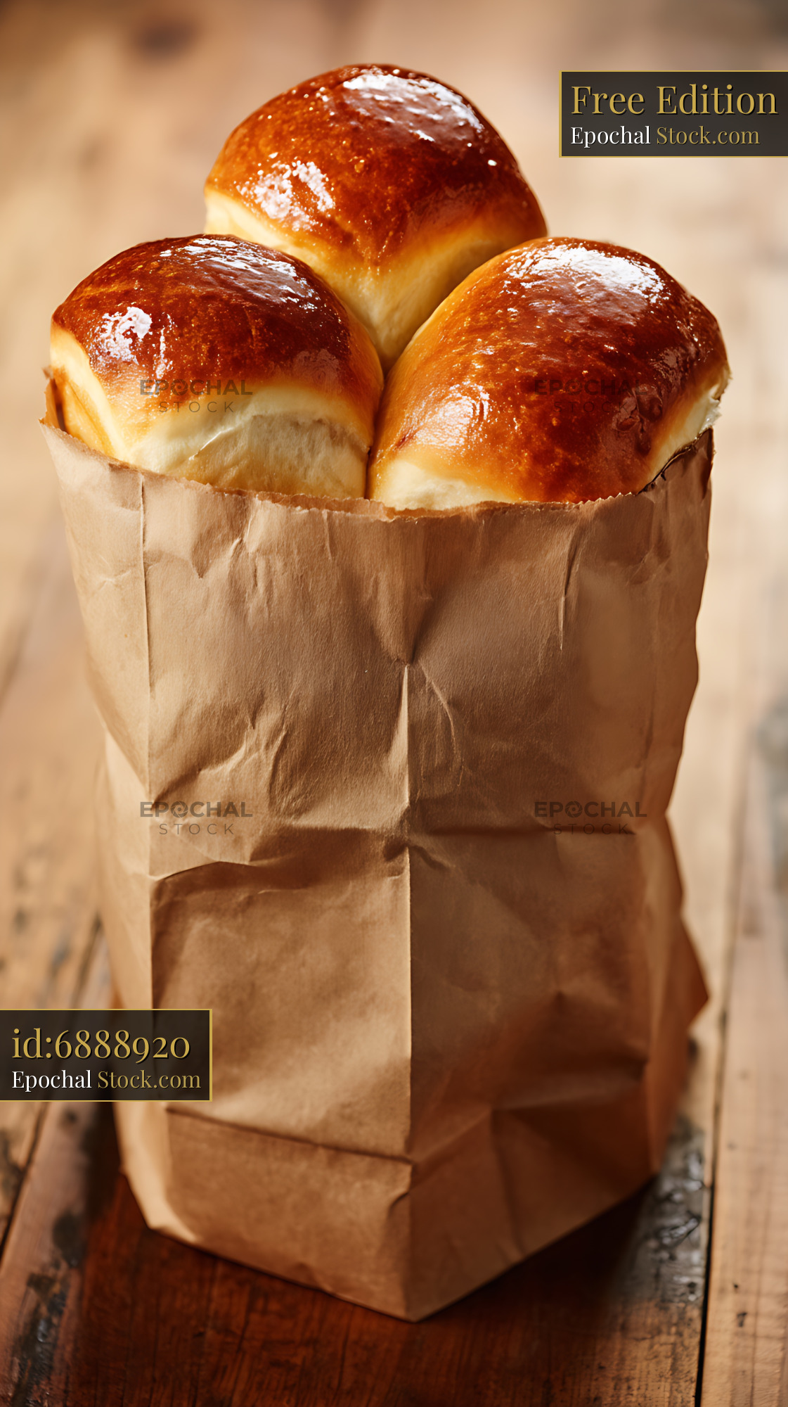 Golden Dinner Rolls in Brown Paper Bag - stock photo