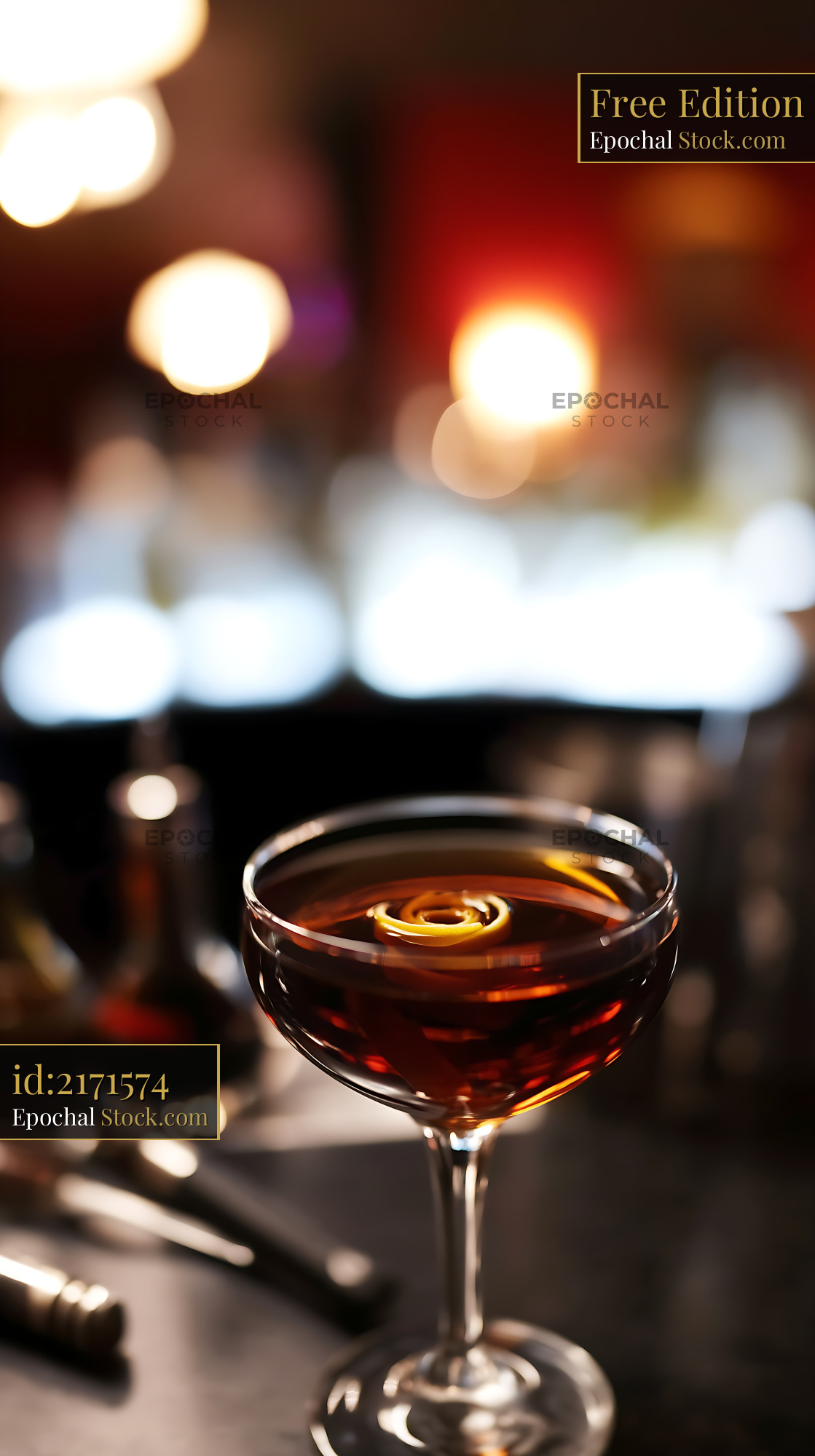 Bushwick Cocktail in Coupe Glass, Upscale Bar - stock photo