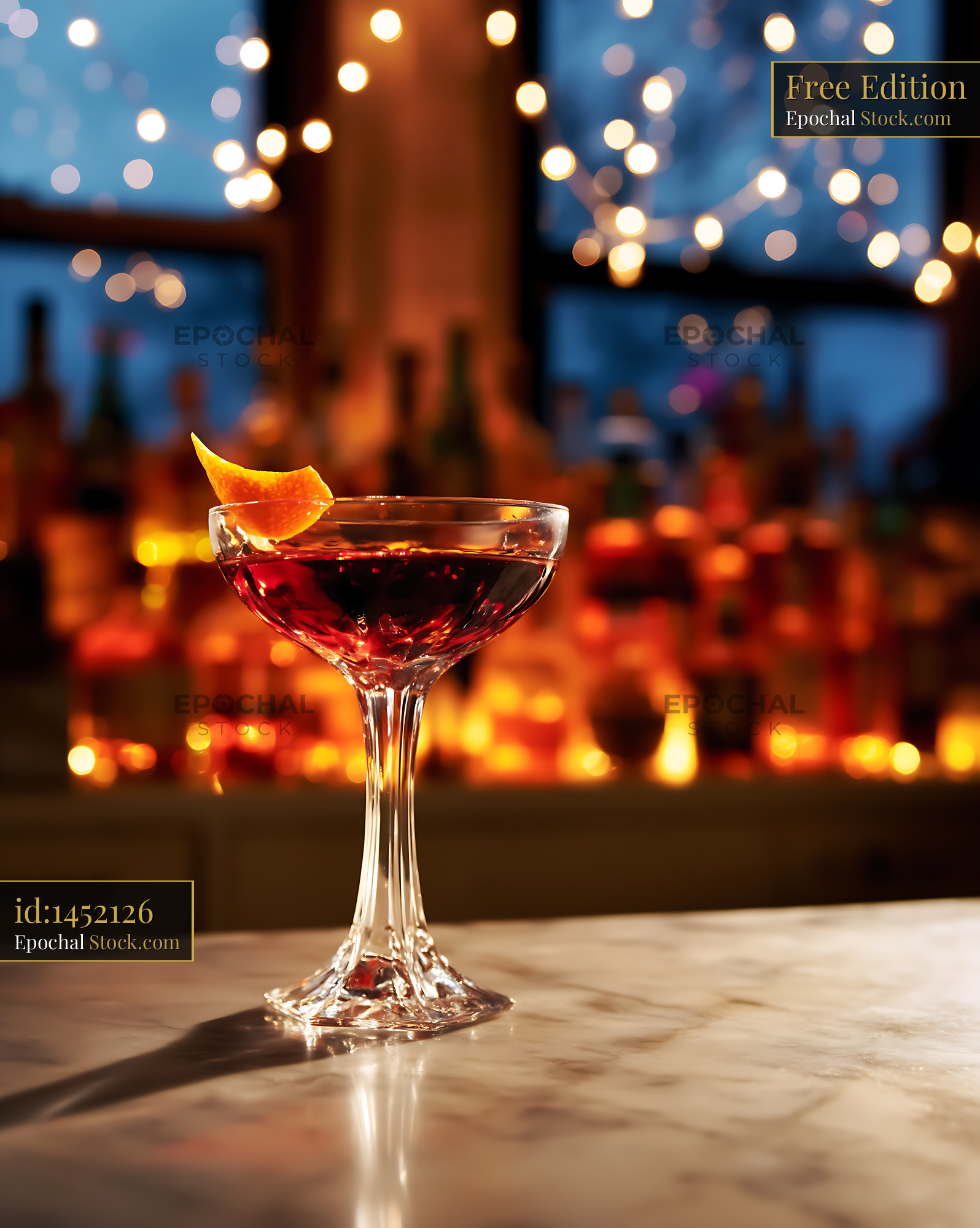 Bushwick Cocktail with Orange Peel Garnish - stock photo