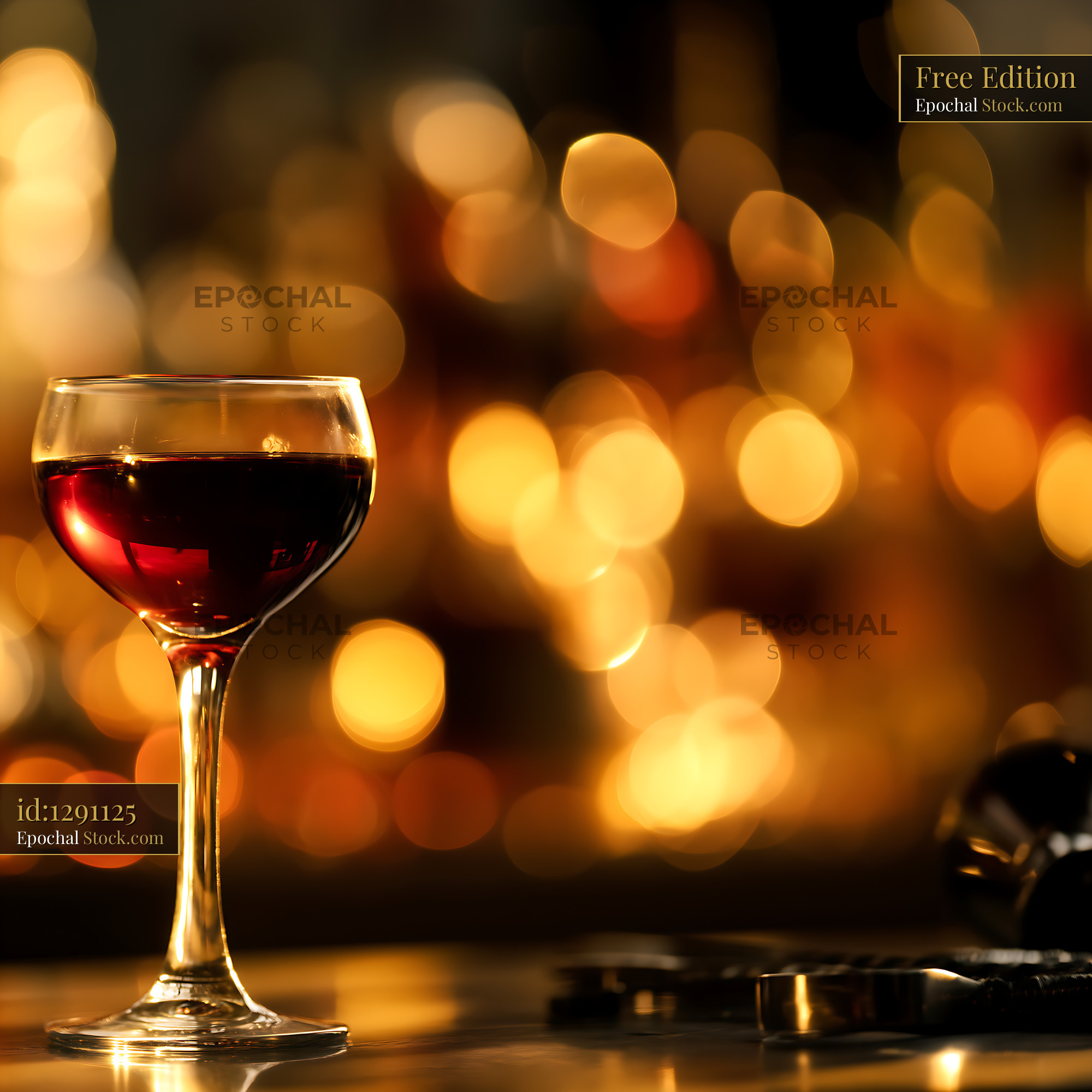 Bushwick Cocktail Glowing with Warm Golden Lights - stock photo