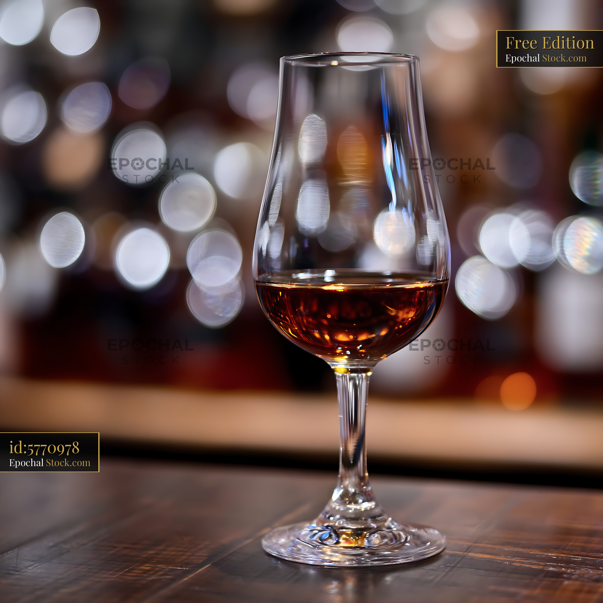 Bushwick Cocktail at Bar Counter with Bokeh Lights - stock photo