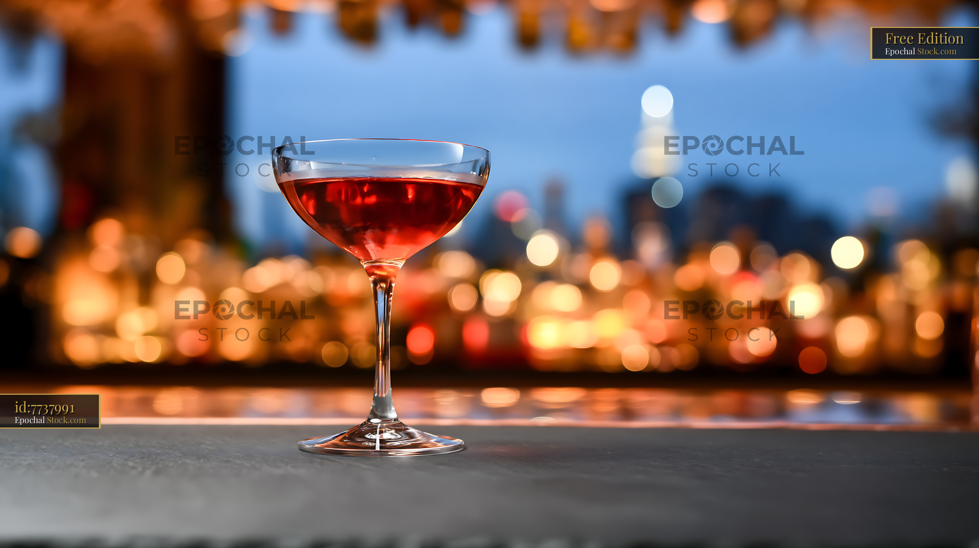 Bushwick Cocktail at Dusk with City Skyline - stock photo