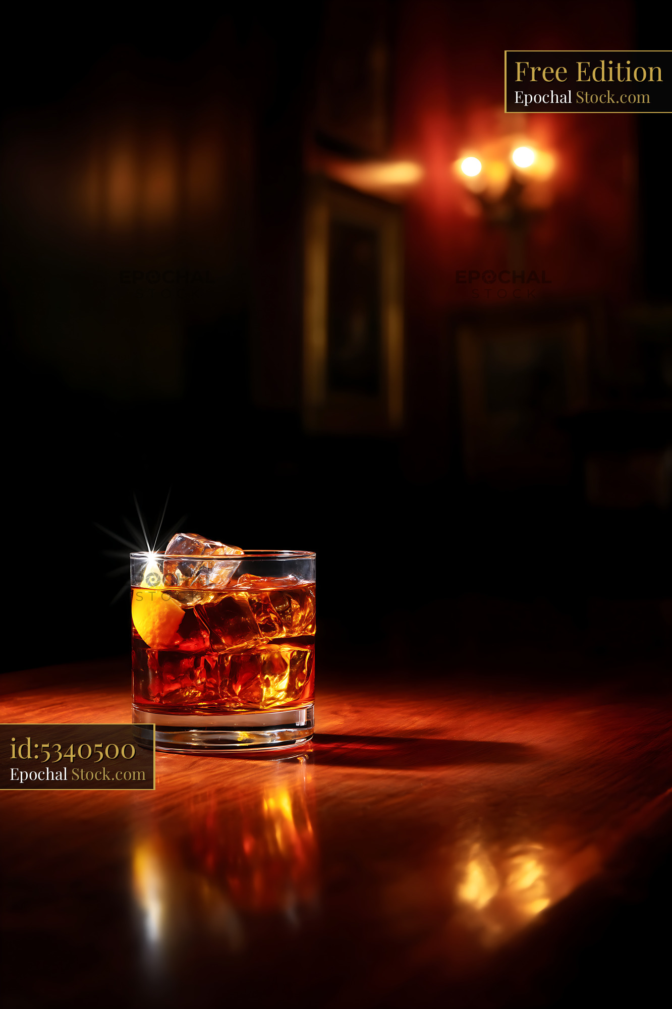 Saratoga Cocktail with Ice, Amber Glow - stock photo