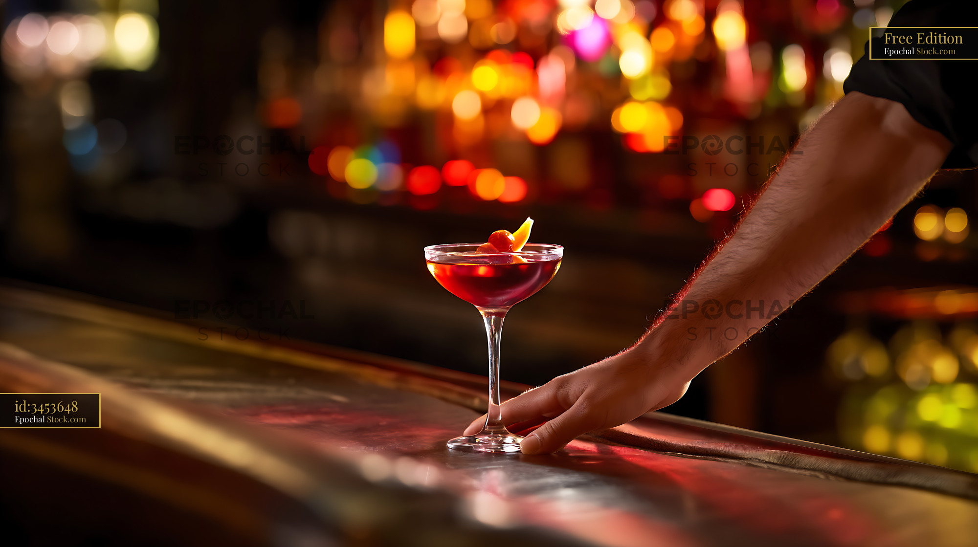 Bushwick Cocktail Served at Bar Counter - stock photo
