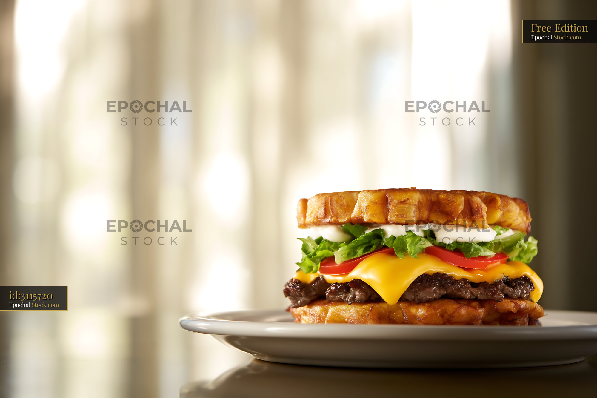 Gourmet Cheeseburger on Golden Brioche Bun - stock photo