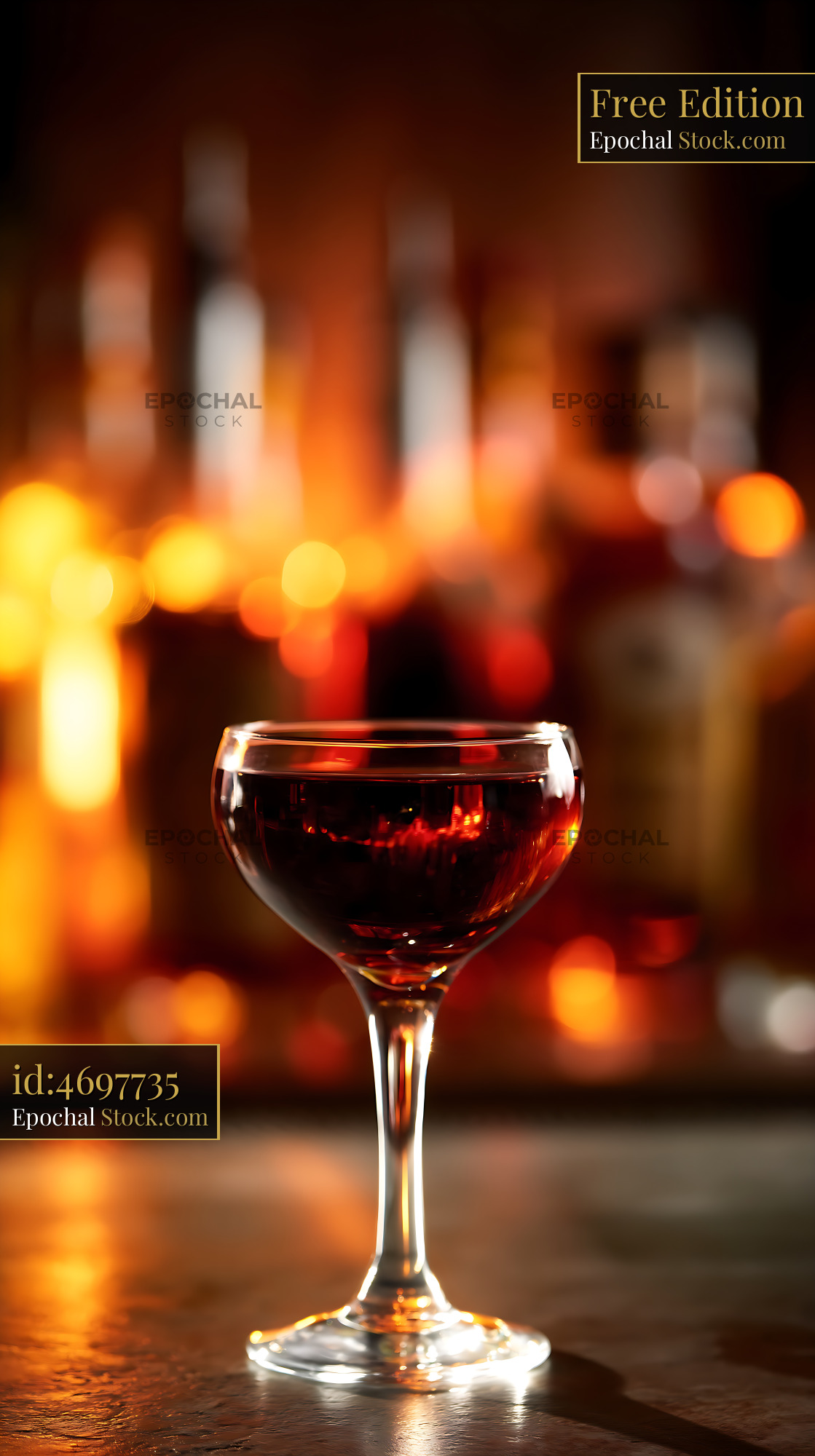 Bushwick Cocktail with Warm Bokeh Lighting - stock photo