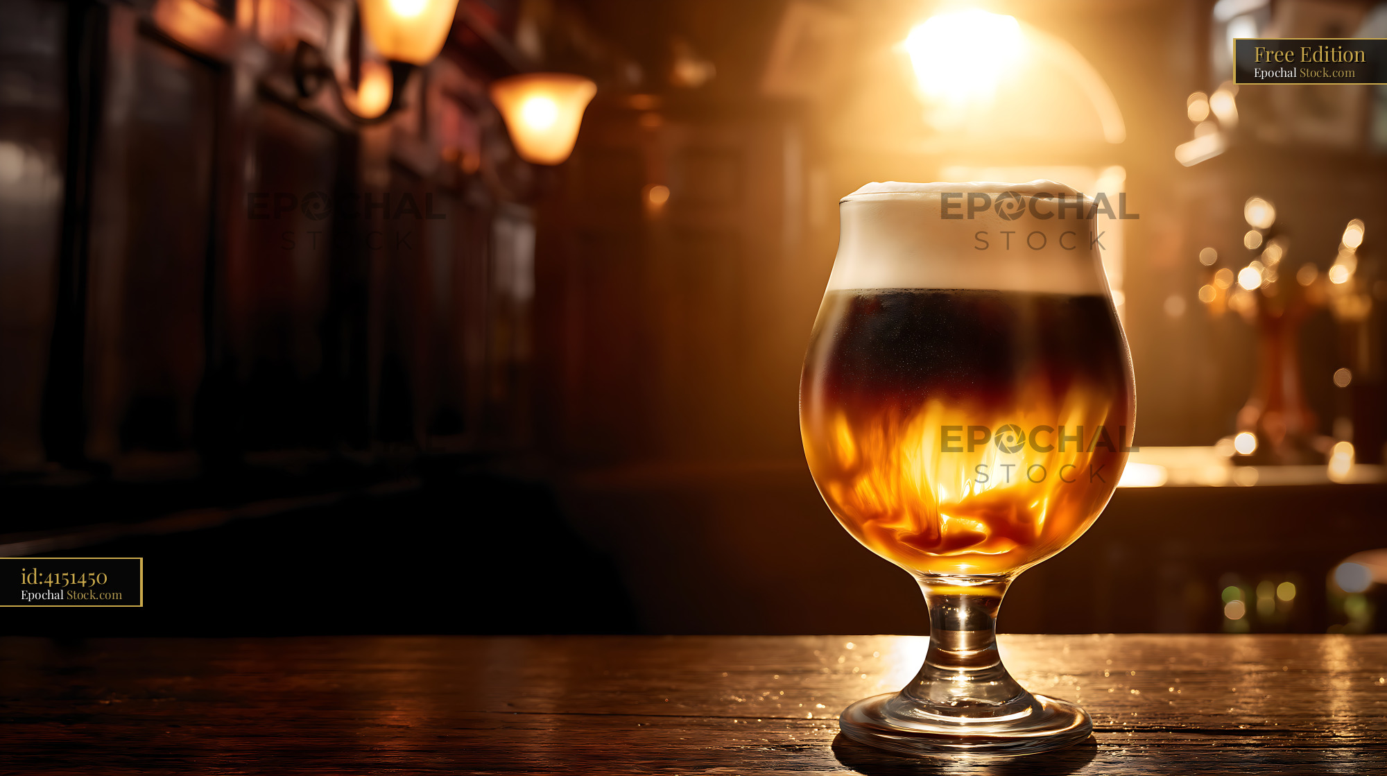 Nitro Caramel Coffee on Bar Counter - stock photo