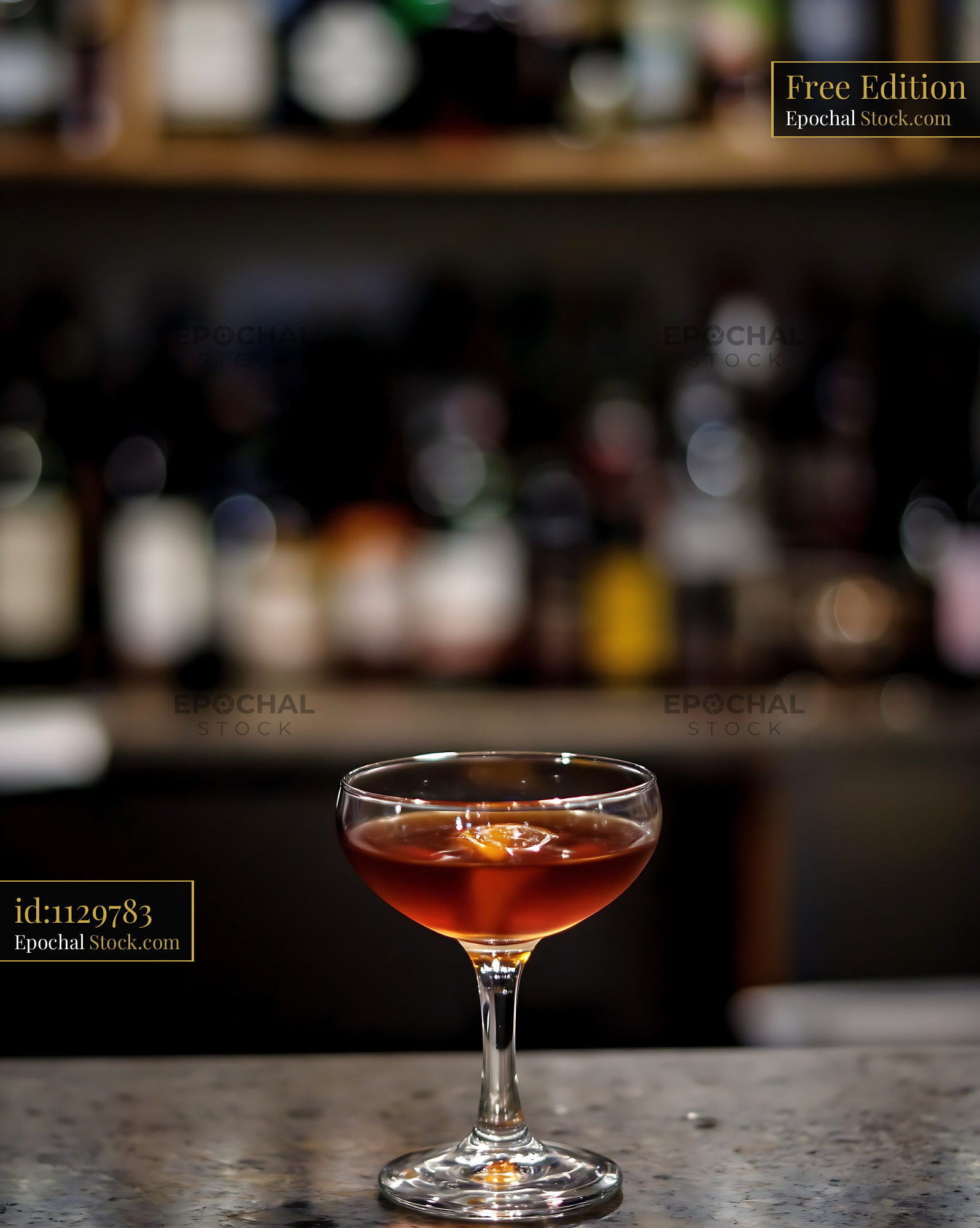 Bushwick Cocktail on Bar Counter - stock photo