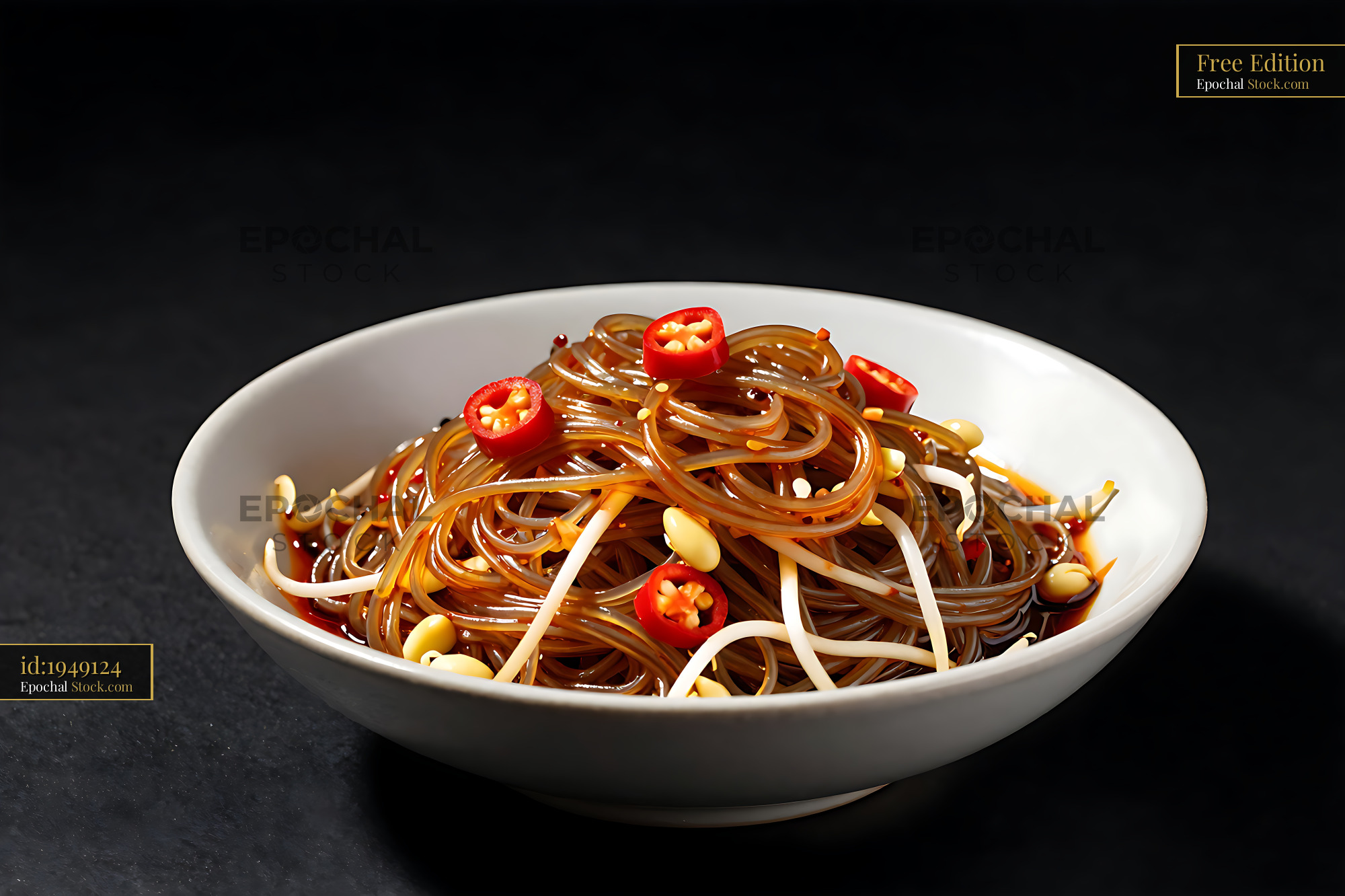 Sichuan Glass Noodle Salad with Chili and Peanuts - stock photo