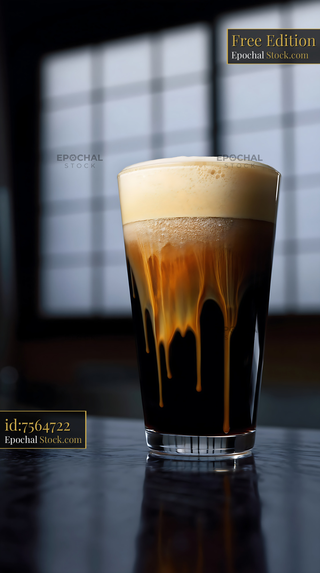 Nitro Caramel Cold Brew Coffee with Foam - stock photo