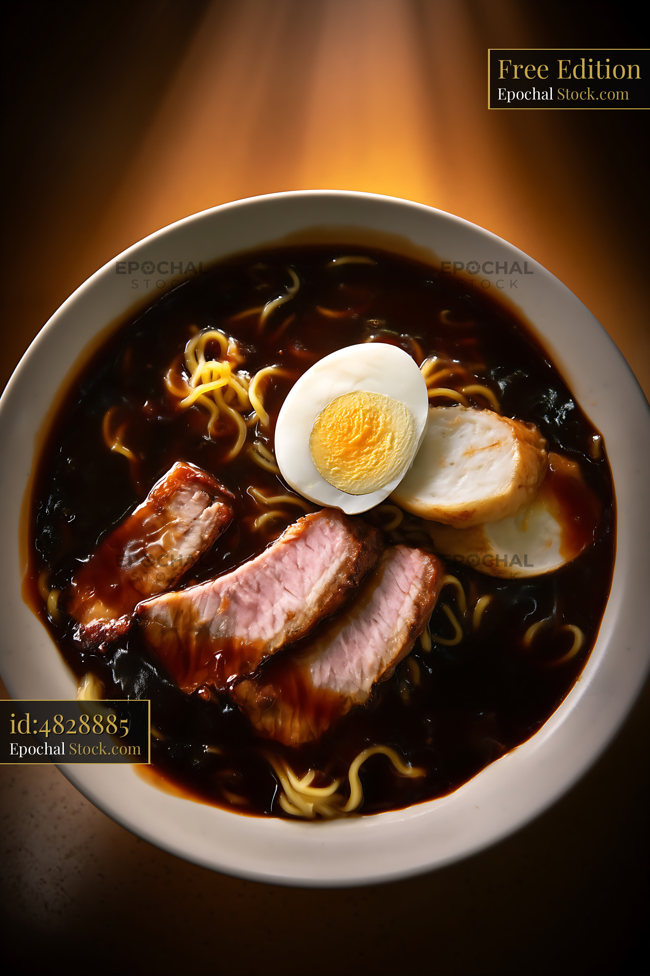 Hearty Lor Mee Soup with Pork, Egg, and Noodles - stock photo