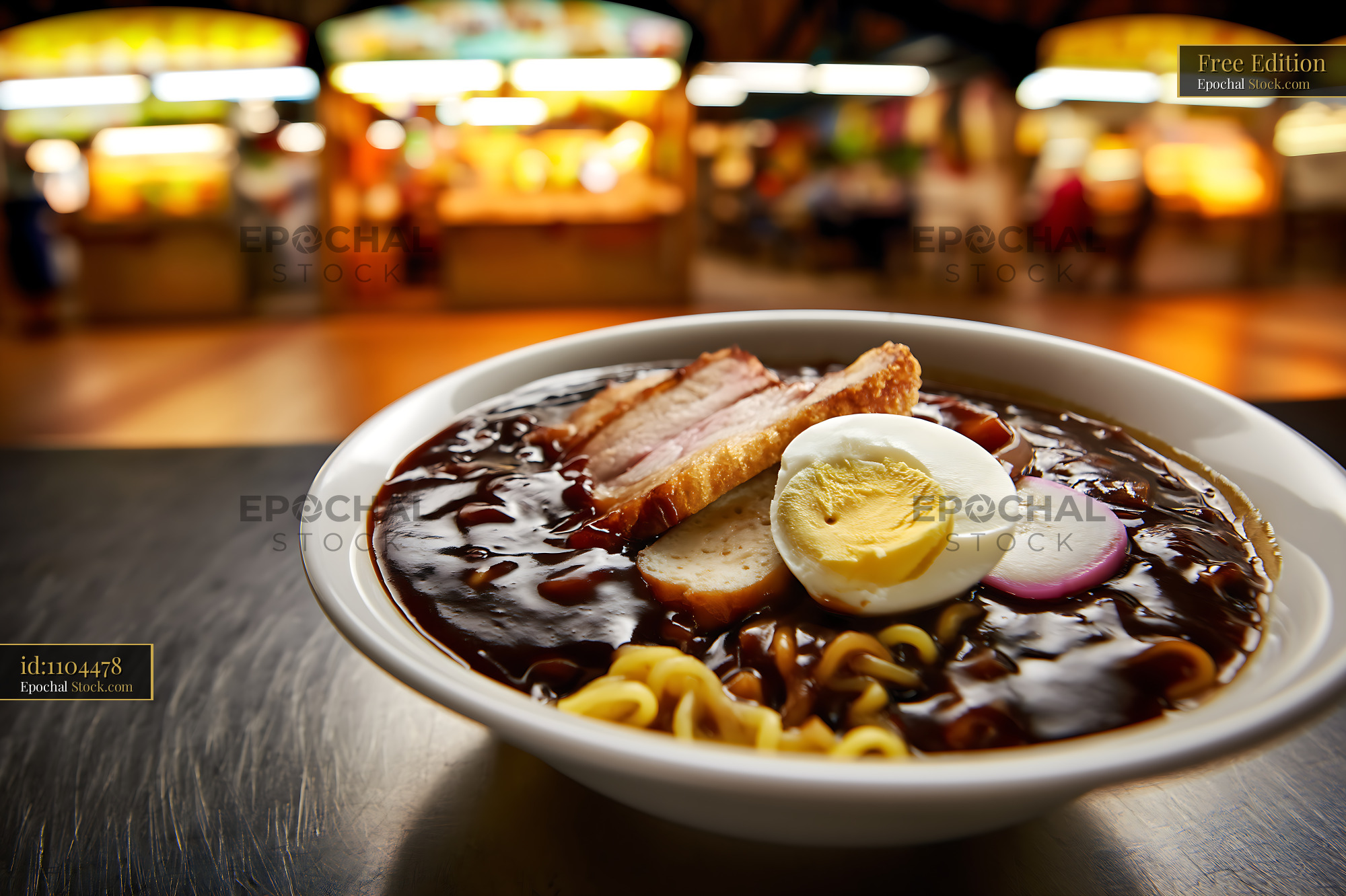 Delicious Lor Mee Soup with Pork and Egg at Night Market - stock photo