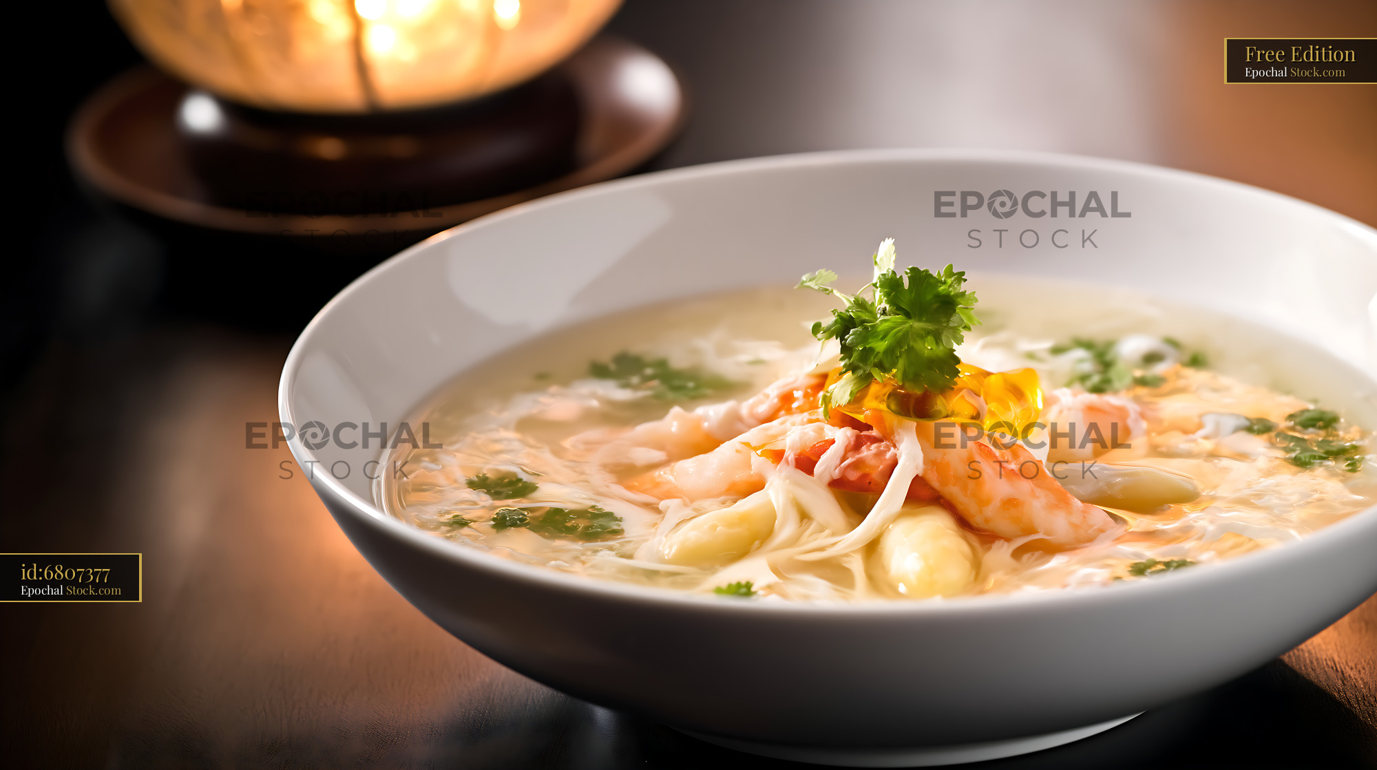 Delicious Sup Mang Cua Soup Served in Elegant Bowl - stock photo