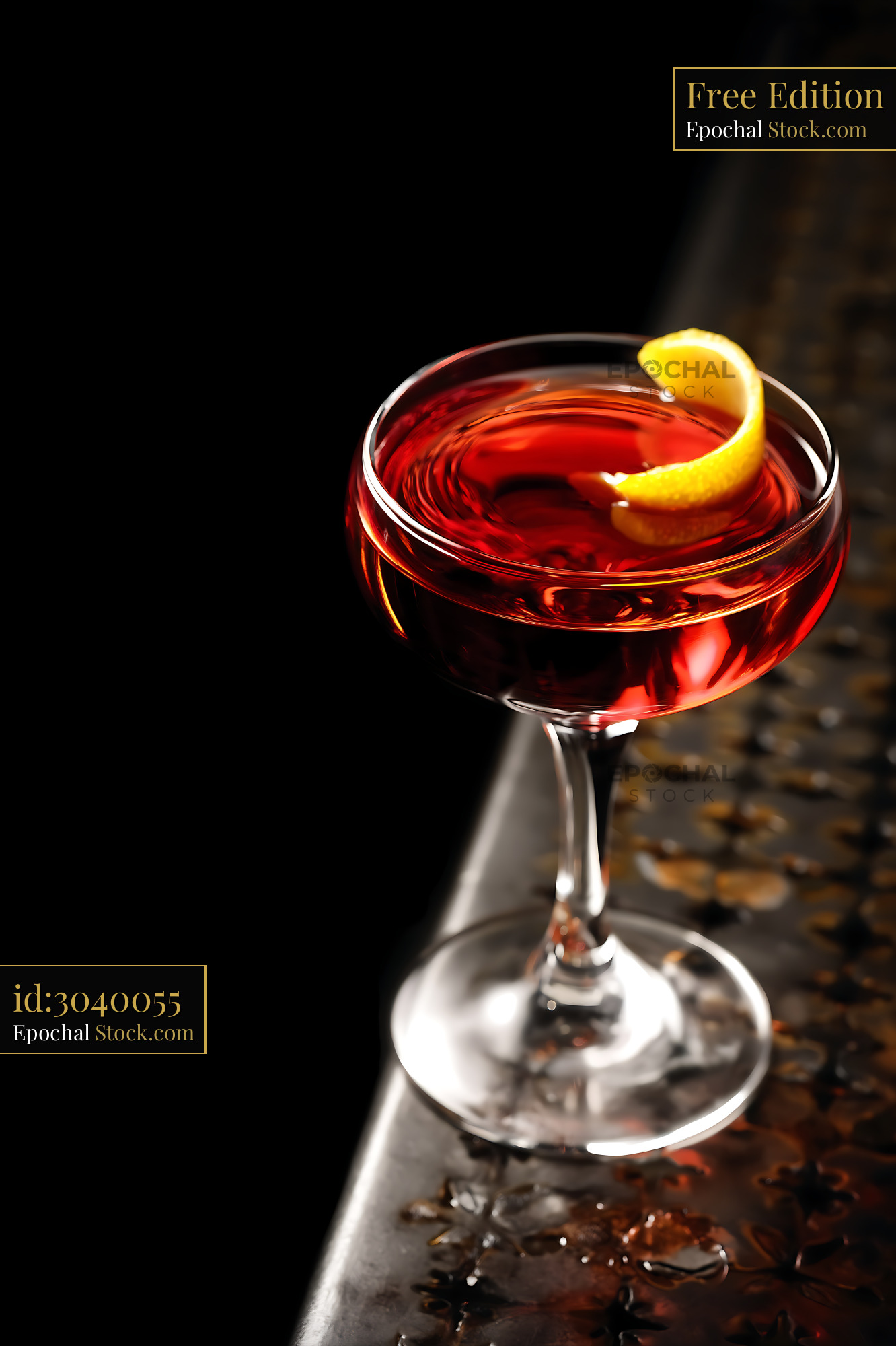 Classic Saratoga Cocktail with Lemon Twist - stock photo