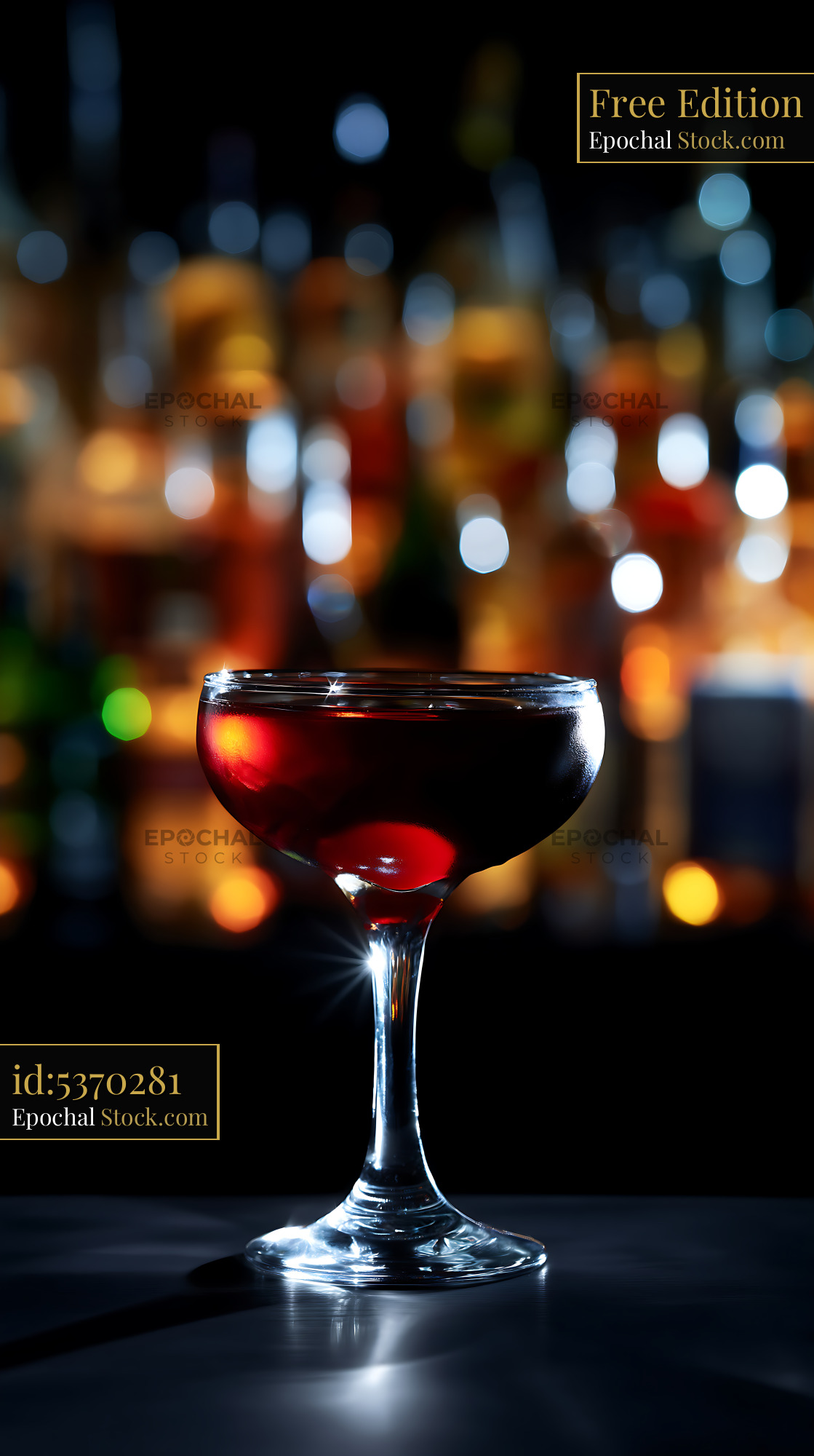 Bushwick Cocktail with Cherry Garnish at Bar - stock photo