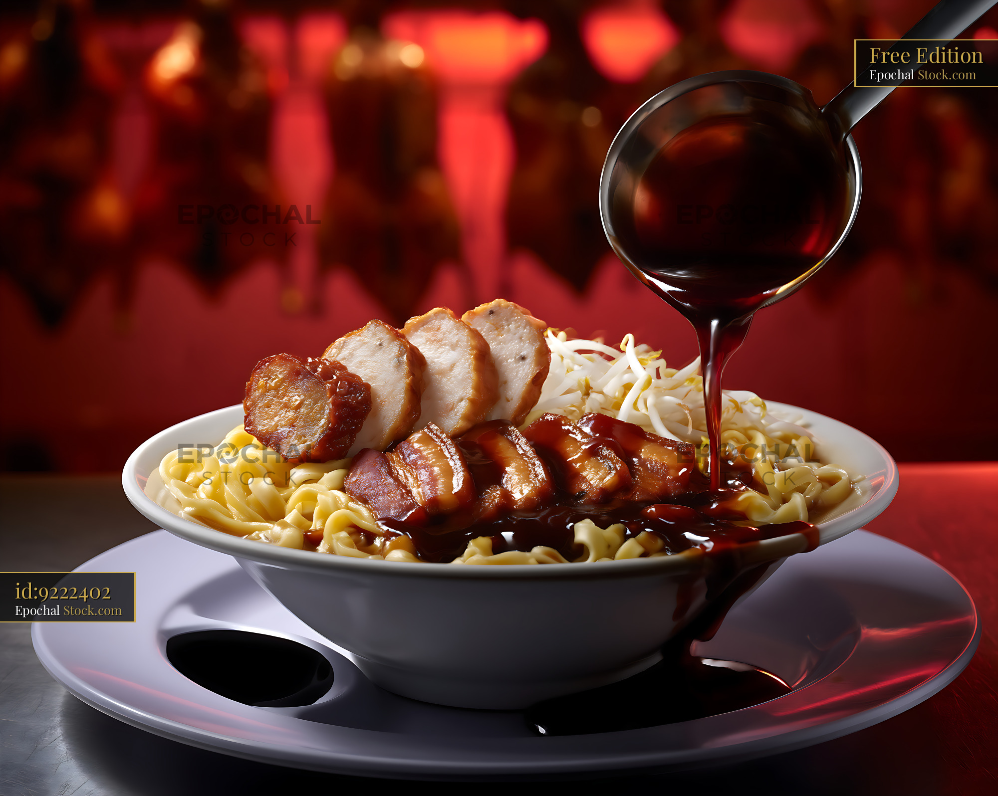 Lor Mee Soup with Sauce Poured in Asian Restaurant - stock photo