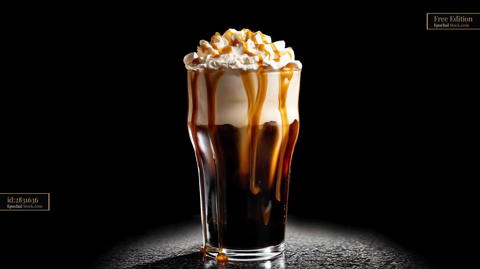 Nitro Caramel Coffee with Whipped Cream - stock photo