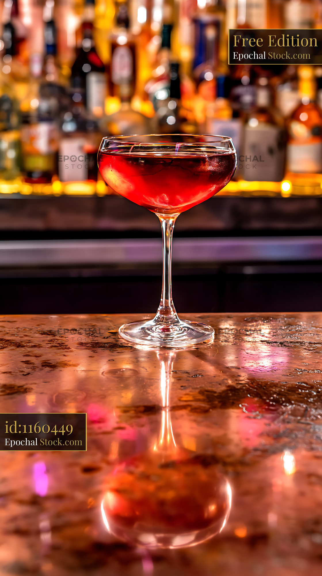 Bushwick Cocktail in Coupe Glass at Modern Bar - stock photo