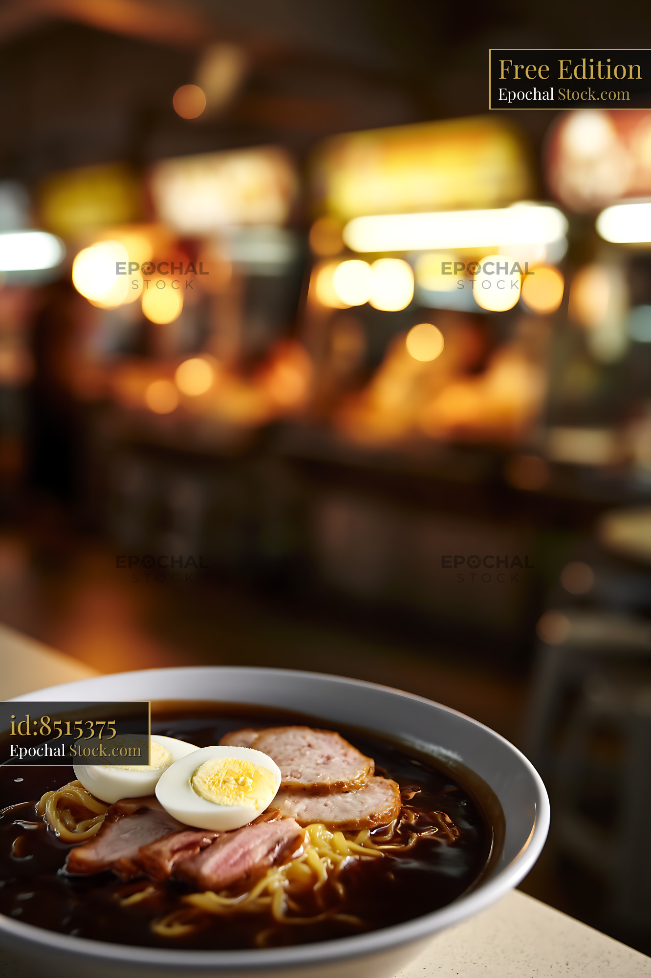 Lor Mee Soup Bowl with Eggs and Meat in Food Stall - stock photo