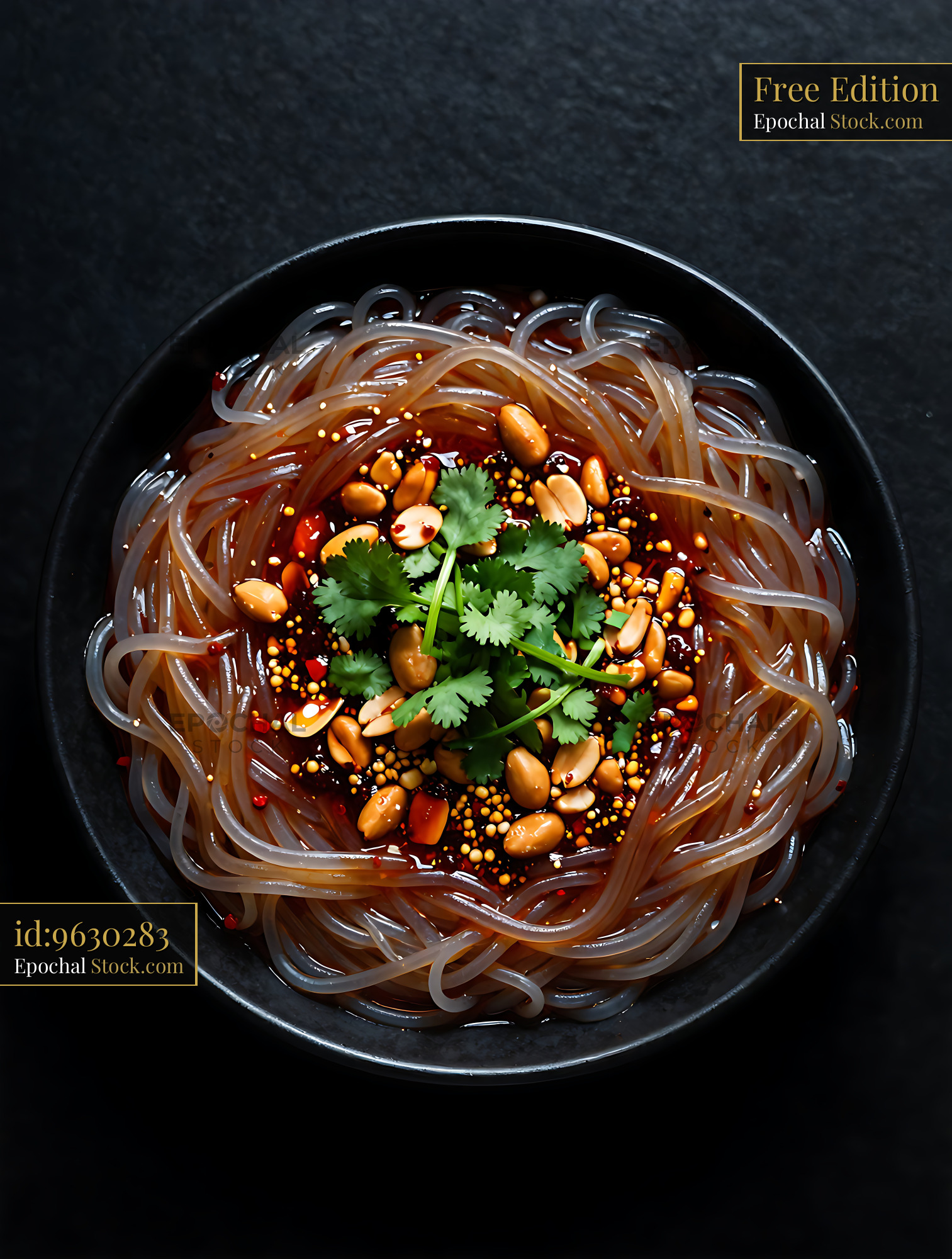 Sichuan Glass Noodle Salad with Peanuts and Cilantro - stock photo