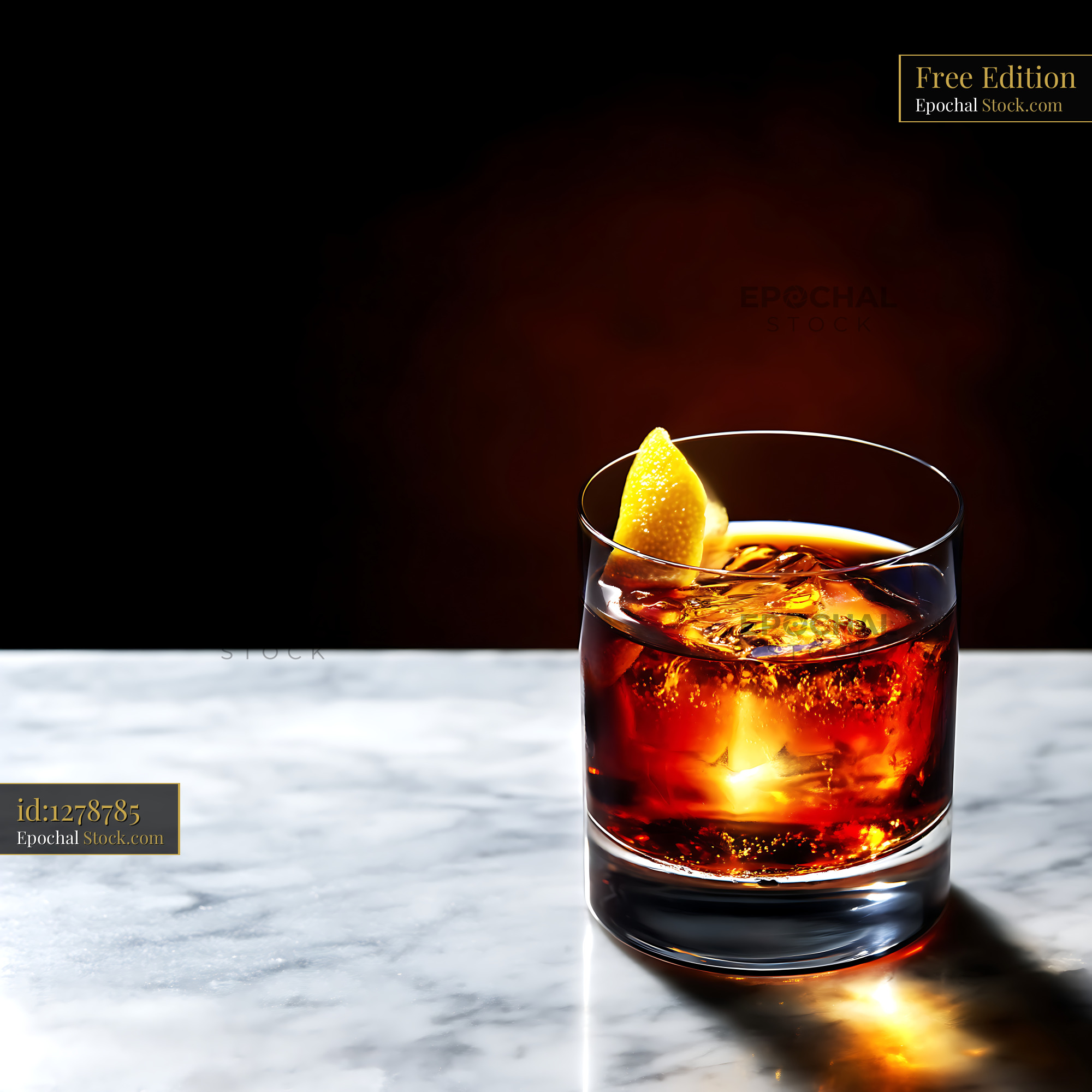 Saratoga Cocktail with Lemon Twist - stock photo