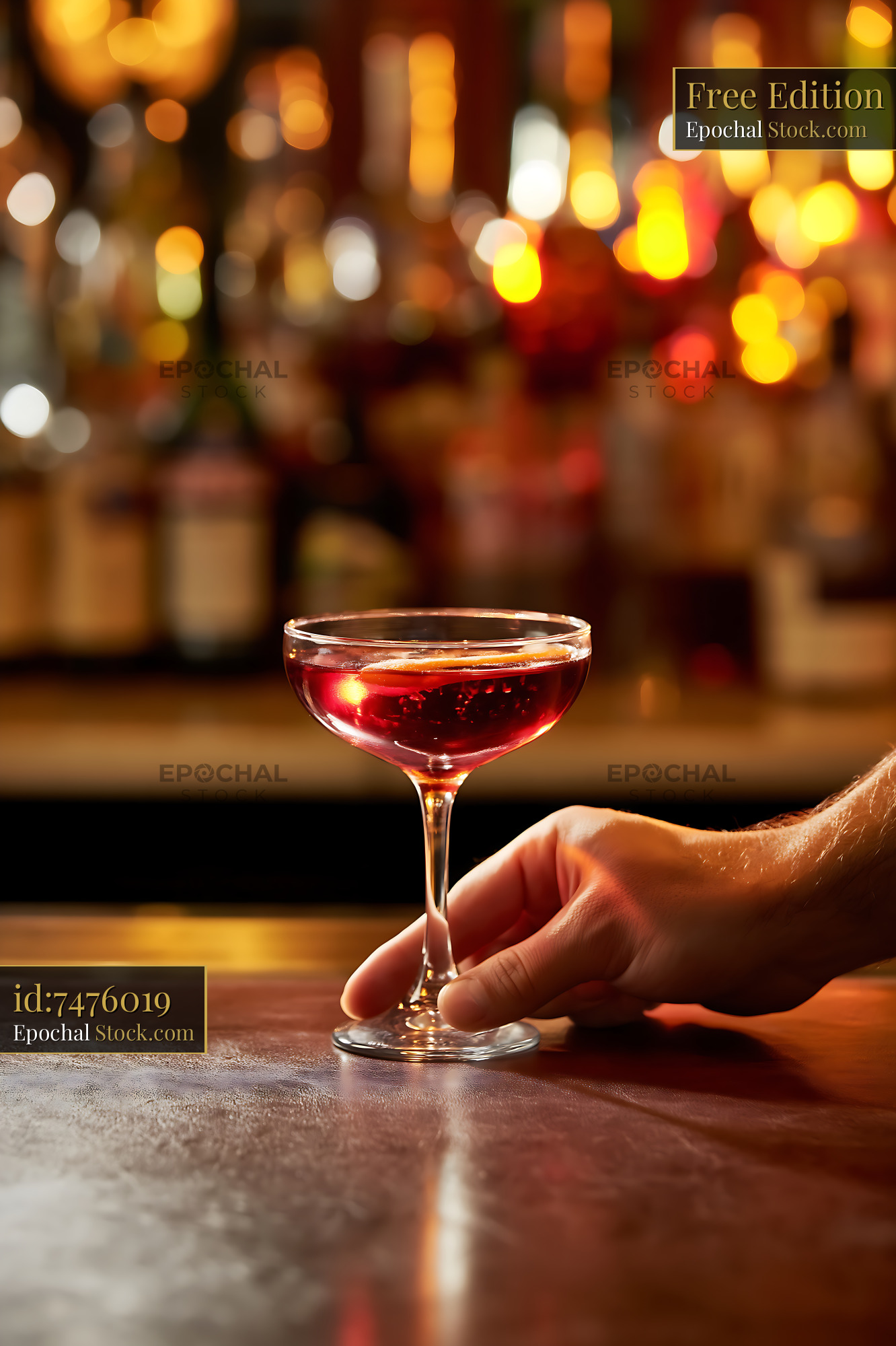 Bushwick Cocktail in Coupe at Upscale Bar - stock photo