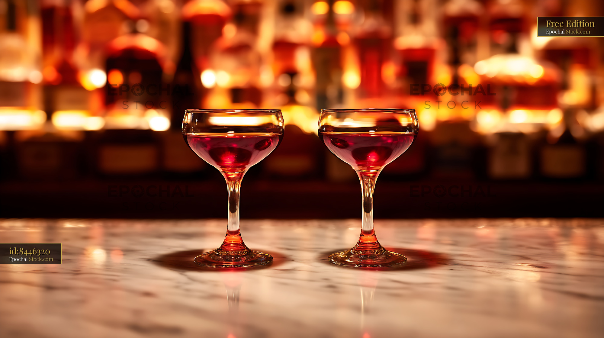 Bushwick Cocktail Pair in Romantic Candlelight - stock photo