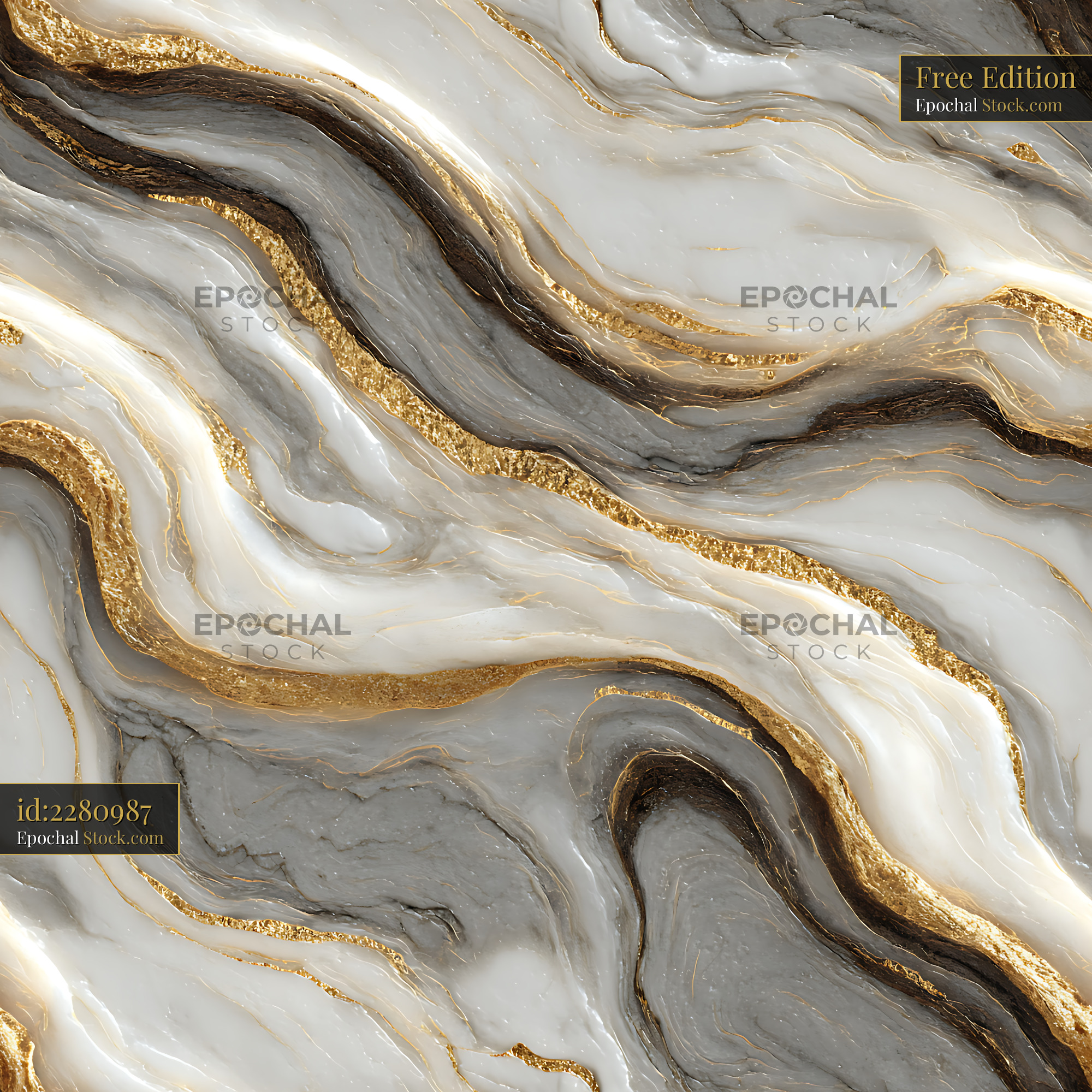 Luxurious Gold Veined Grey Marble Seamless Pattern - stock photo