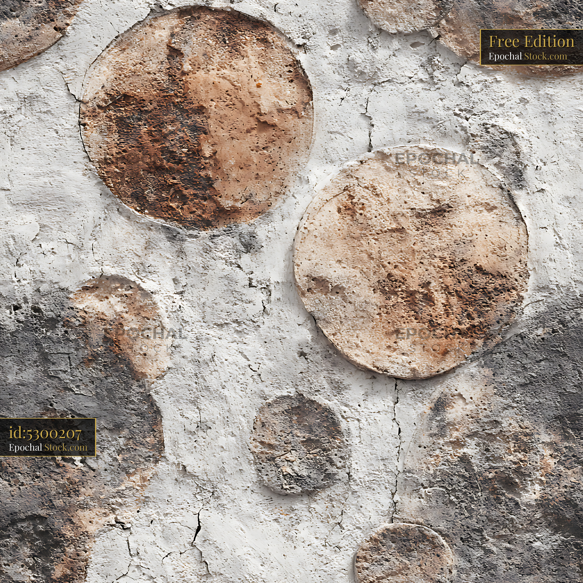 Weathered Stone Circles Rustic Seamless Pattern - stock photo