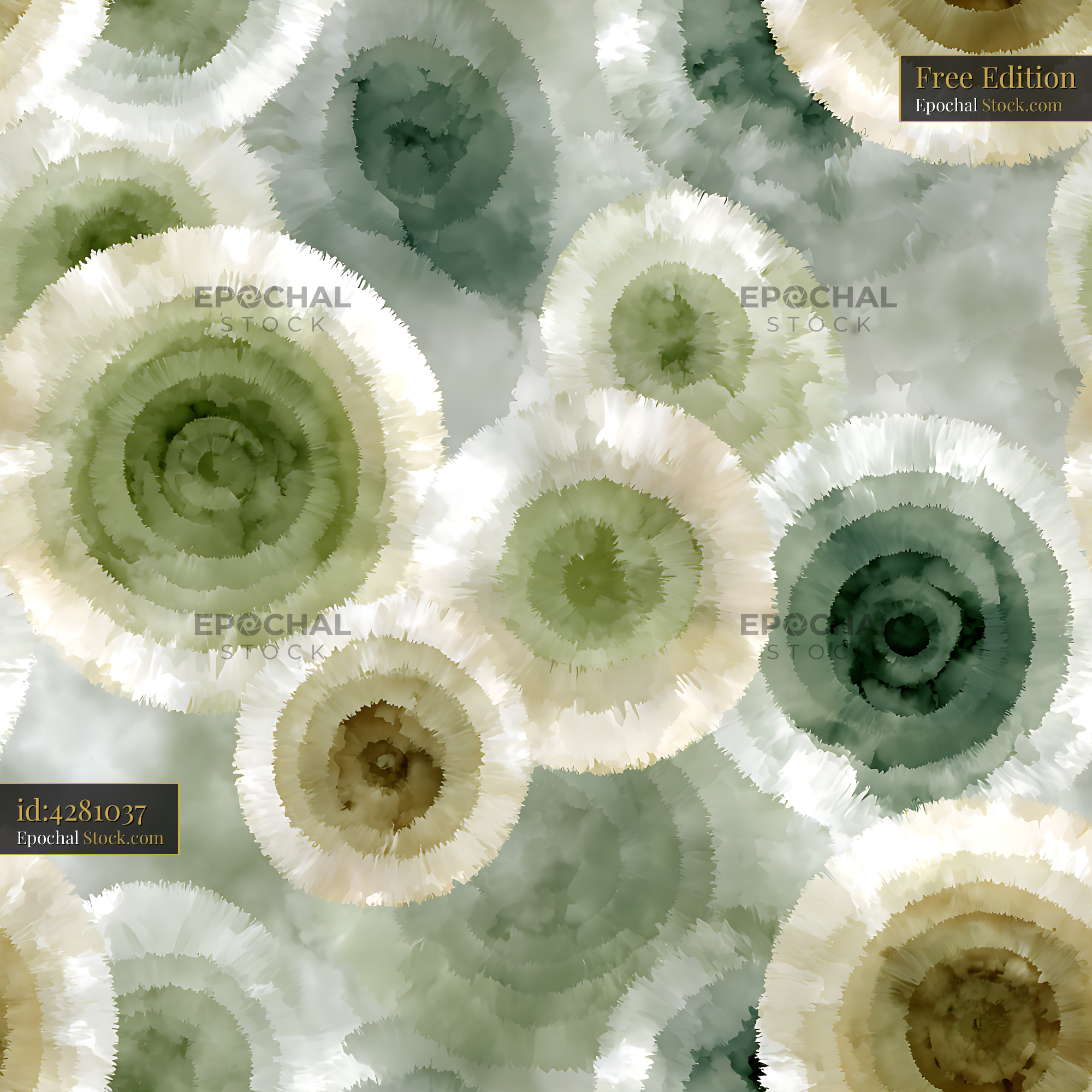 Sage Green Shibori Spiral Circles Seamless Pattern - stock photo