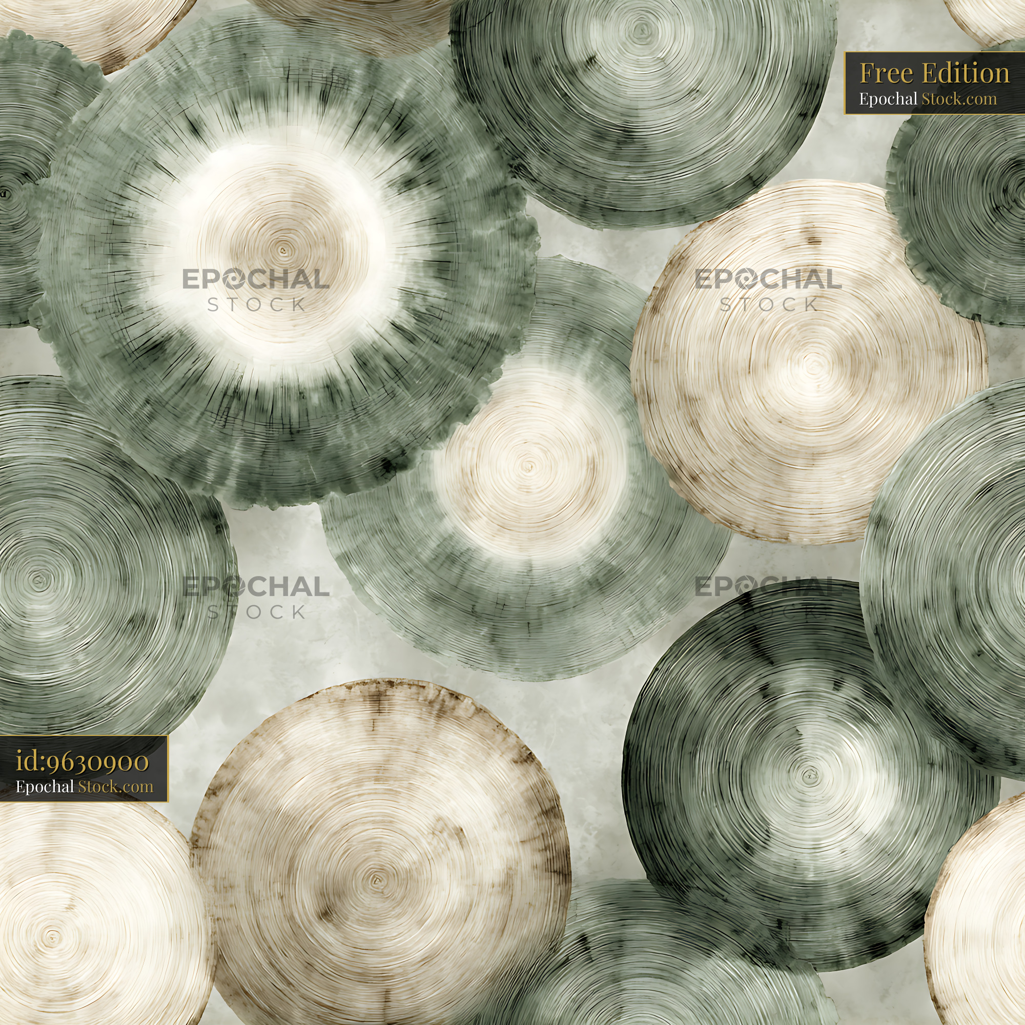 Earthy Organic Circles Spirals Seamless Pattern - stock photo