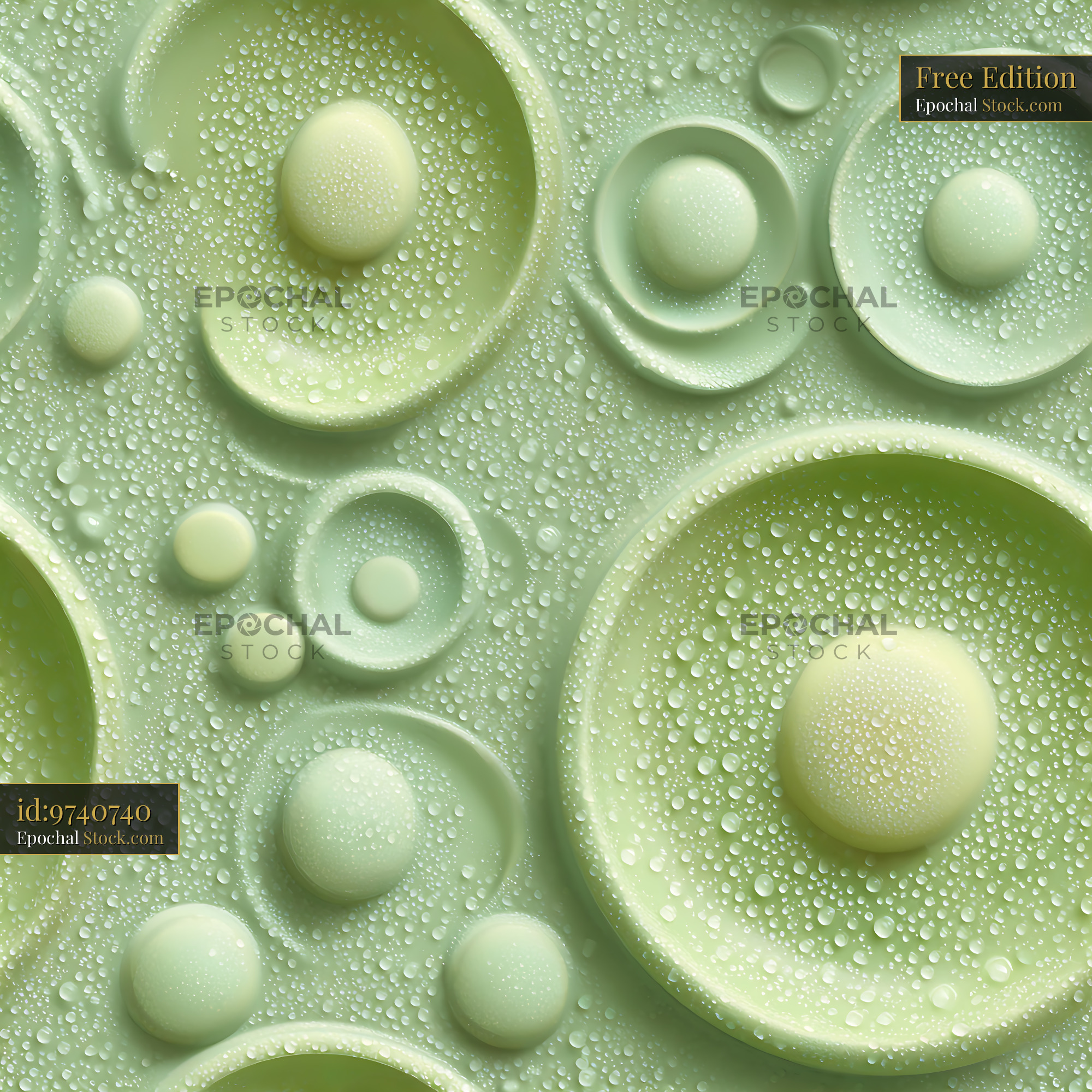 Dewy Sage Green Circular Relief Seamless Pattern - stock photo