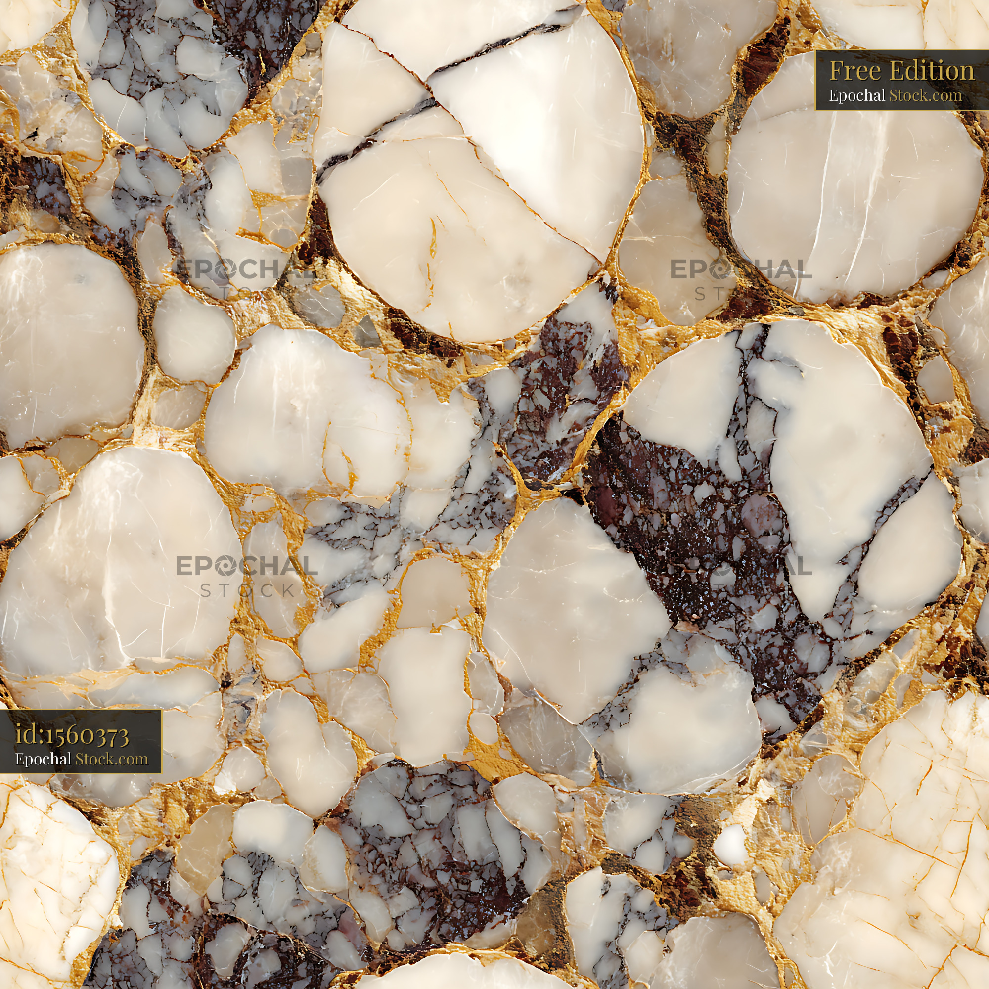 Golden Kintsugi Marble Stone Seamless Pattern - stock photo