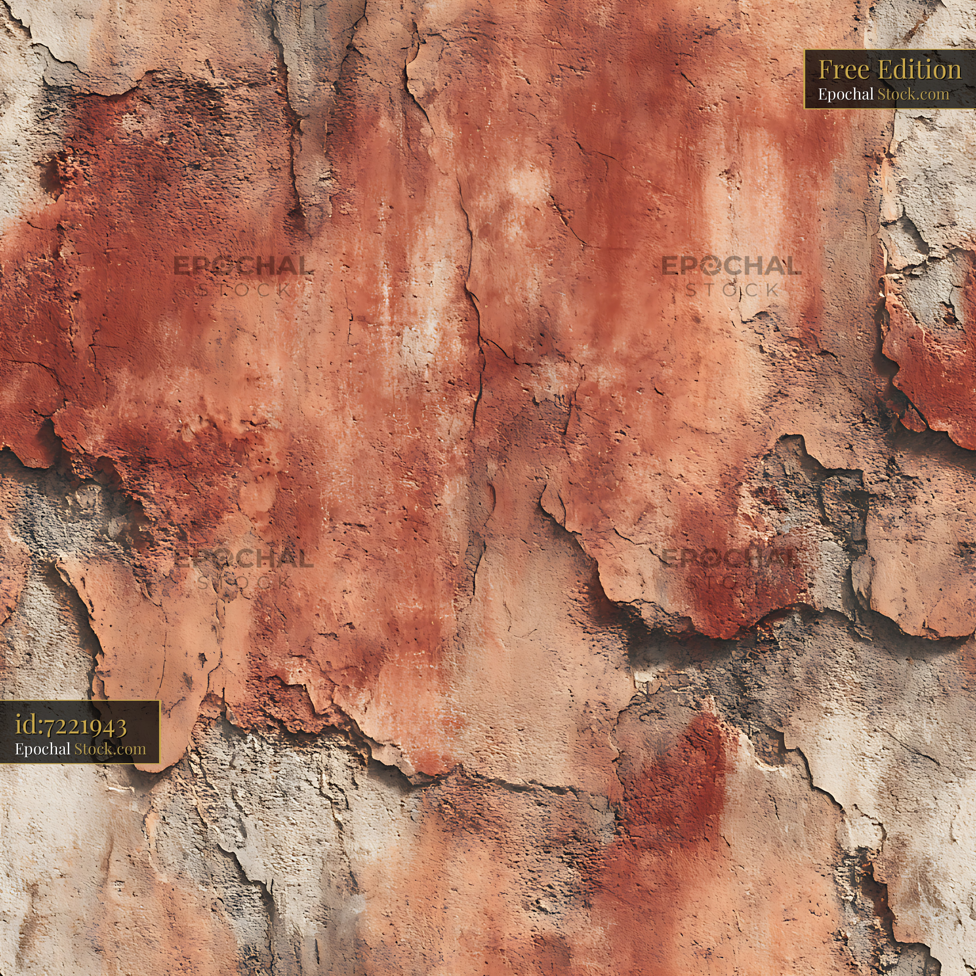Rustic Terracotta Peeling Wall Seamless Pattern - stock photo