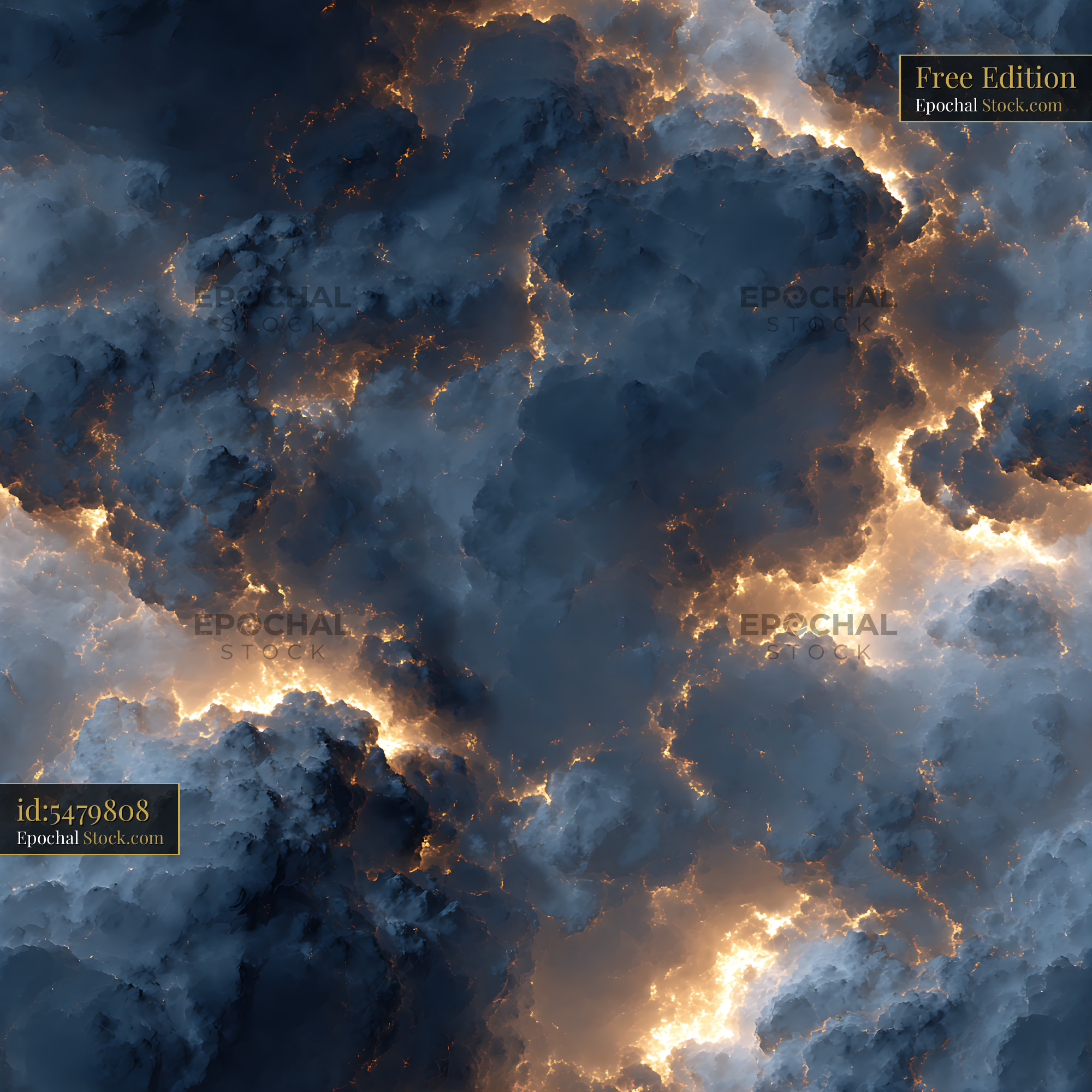 Dramatic Fiery Storm Cloud Seamless Repeat Pattern - stock photo