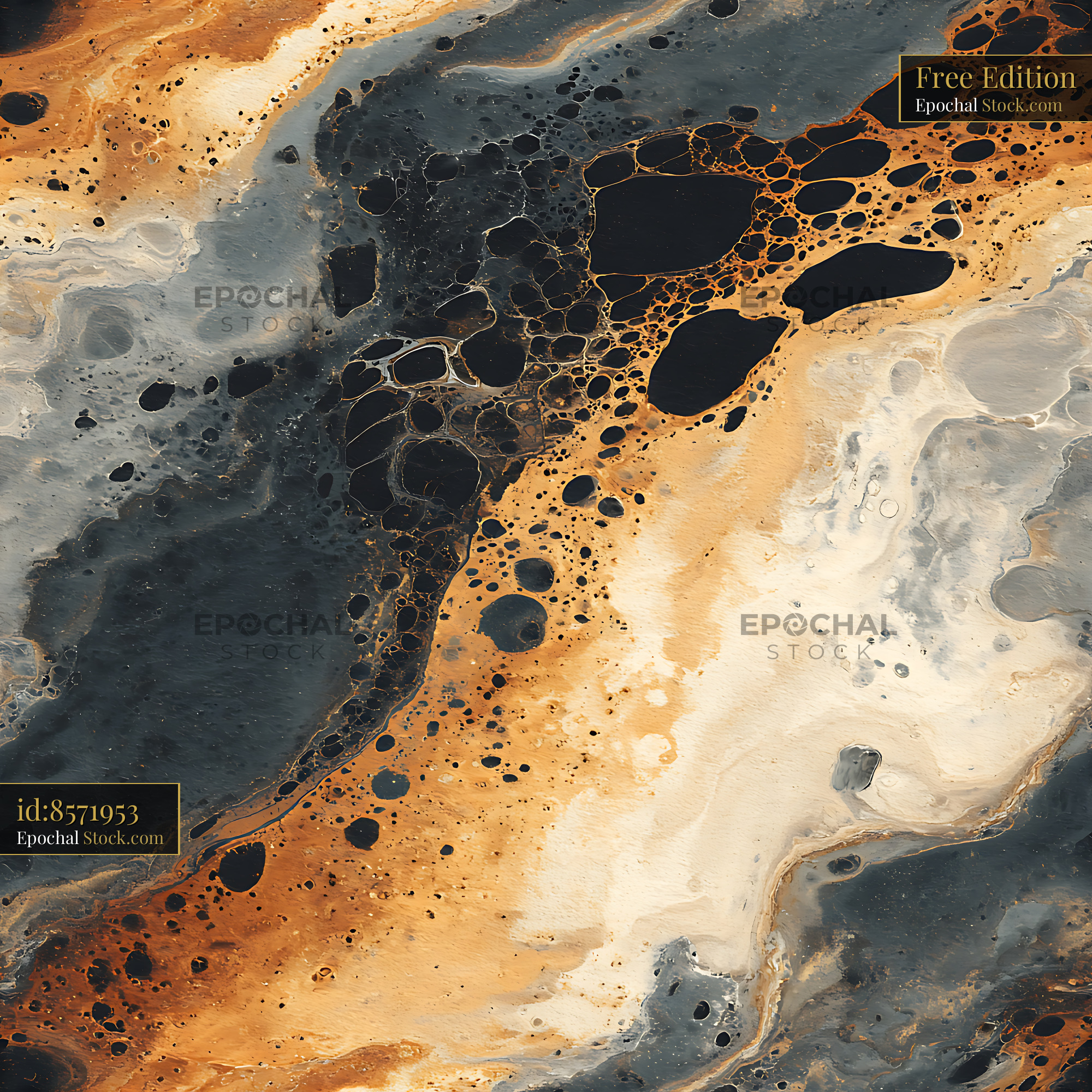 Industrial Copper Patina Fluid Seamless Pattern - stock photo