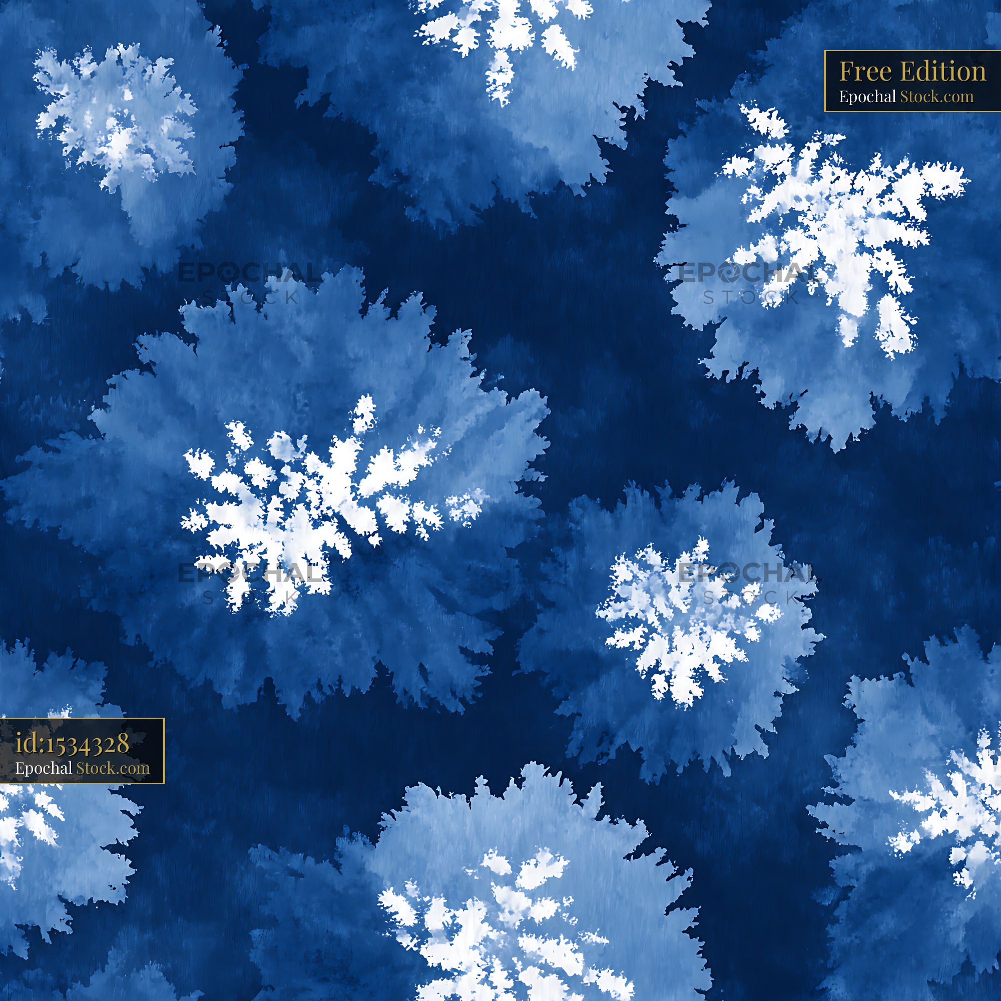 Indigo Shibori Tie Dye Burst Floral Seamless Patte - stock photo