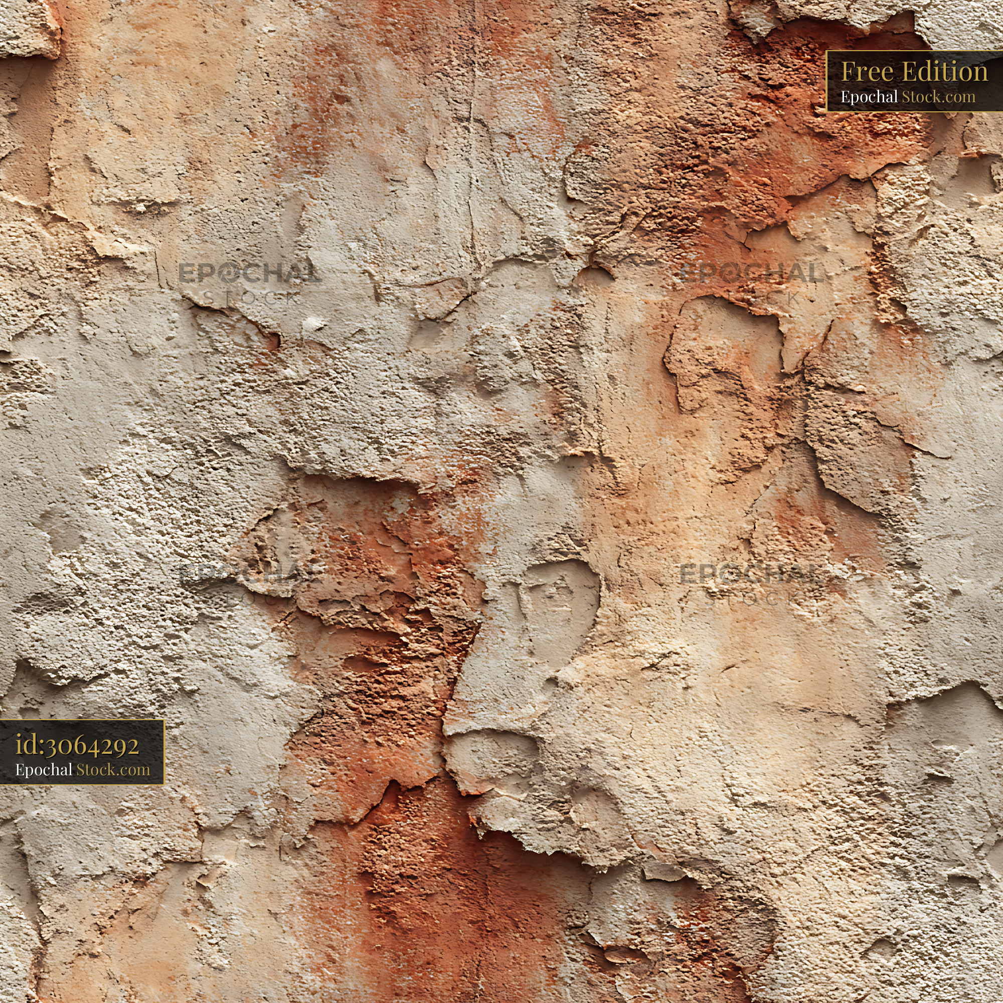 Distressed Ochre Concrete Wall Seamless Pattern - stock photo
