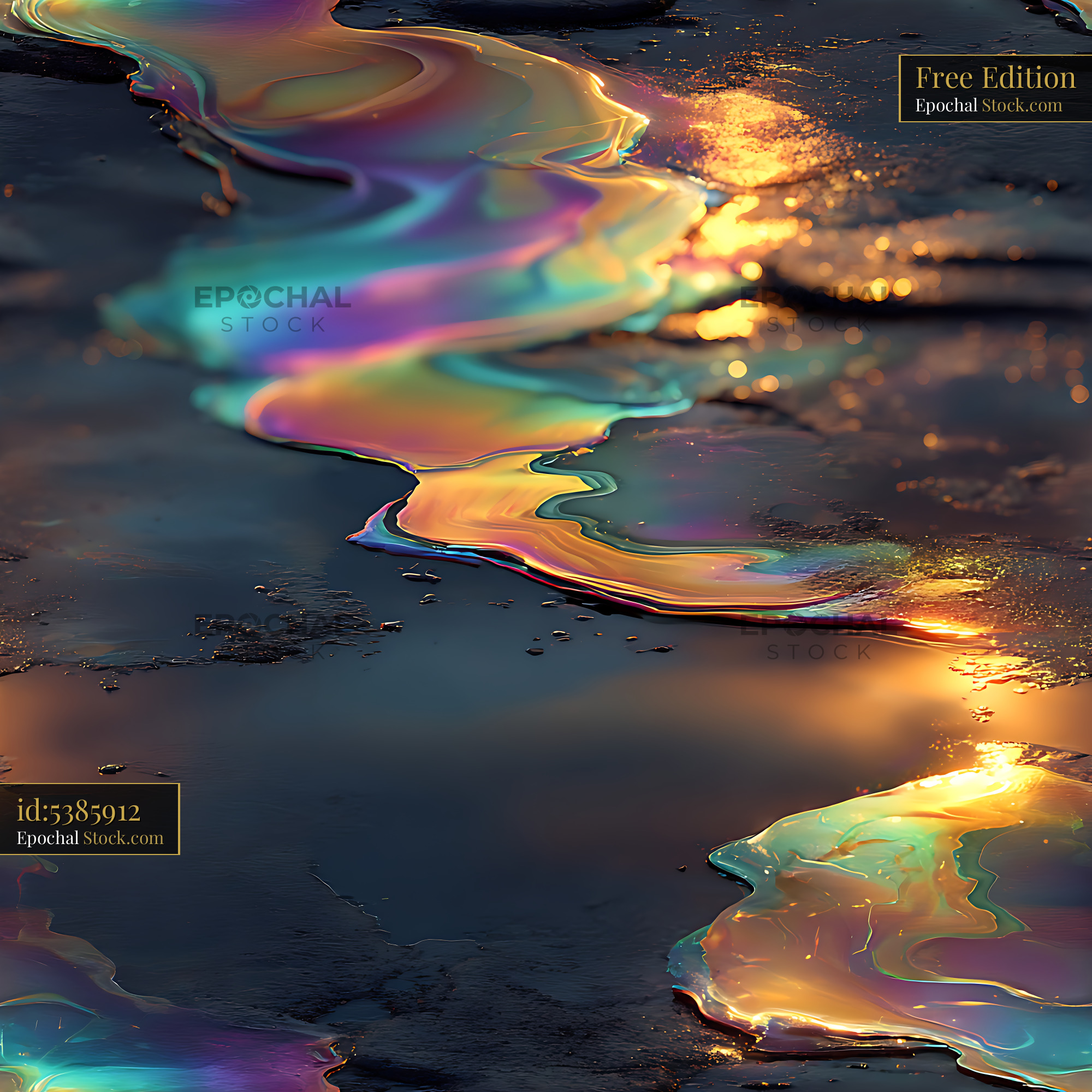 Iridescent Oil Slick Abstract Seamless Pattern - stock photo