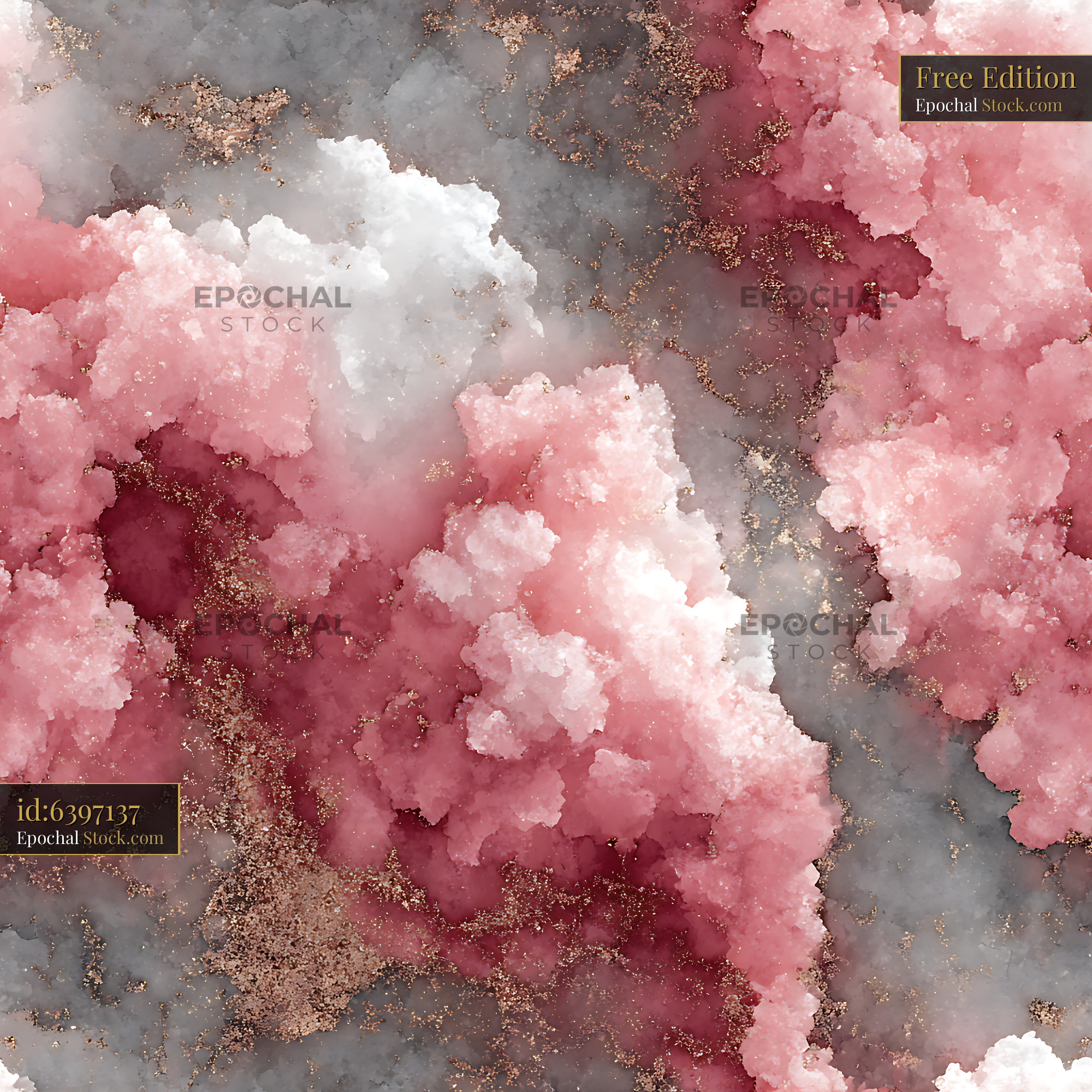 Pink Quartz and Rose Gold Marble Seamless Pattern - stock photo