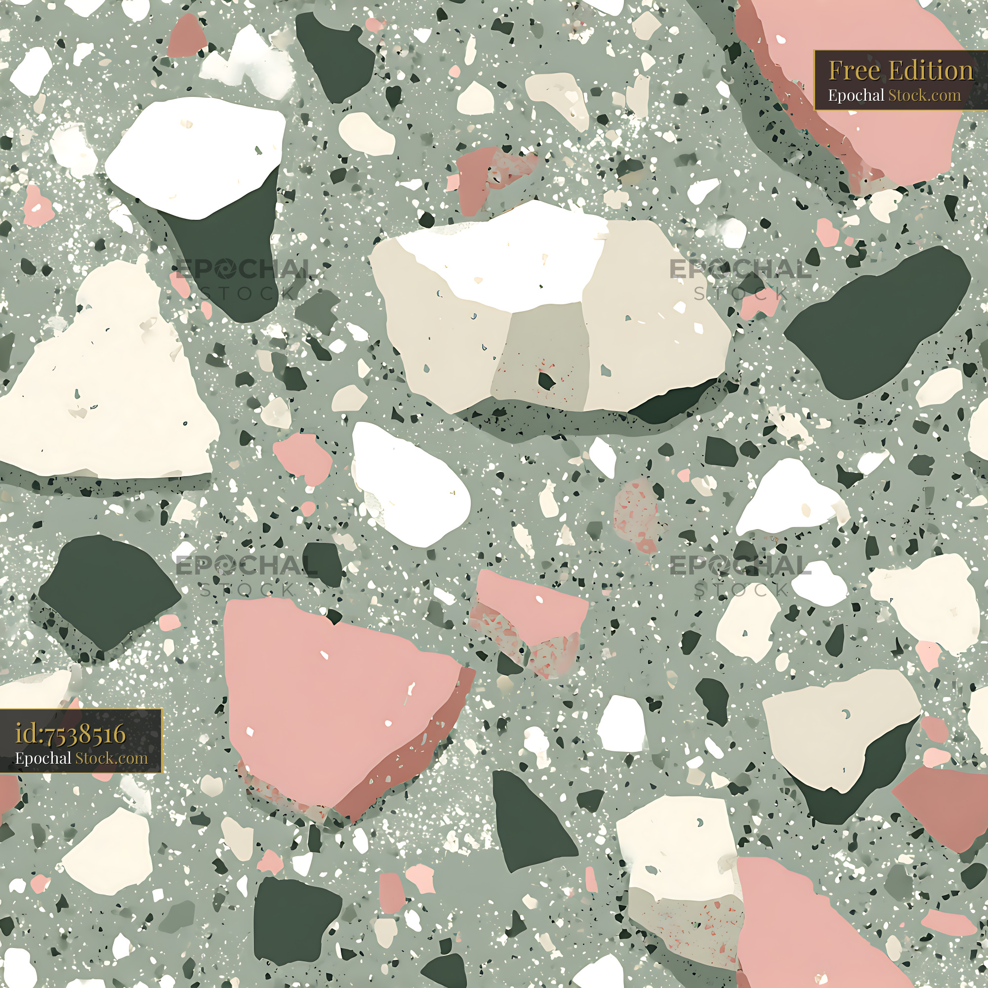 Sage Green and Rose Pink Terrazzo Seamless Pattern - stock photo