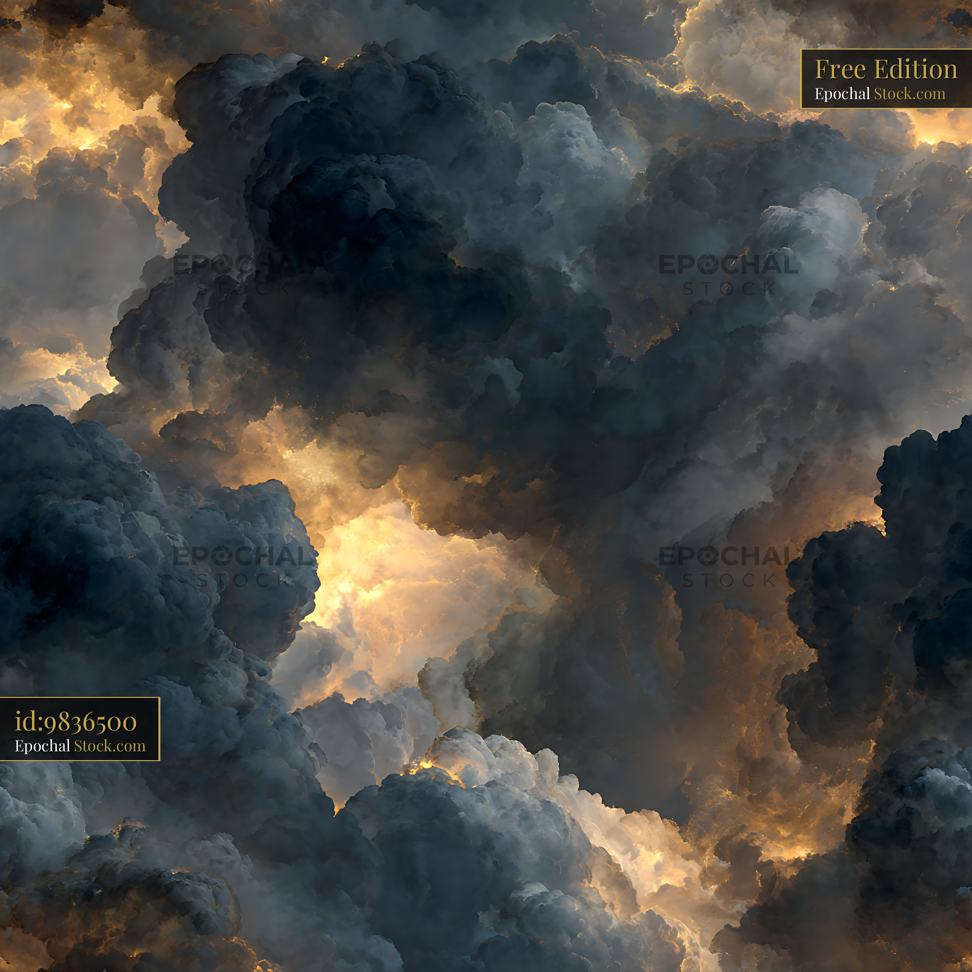 Cinematic Dark Stormy Sky Clouds Seamless Pattern - stock photo