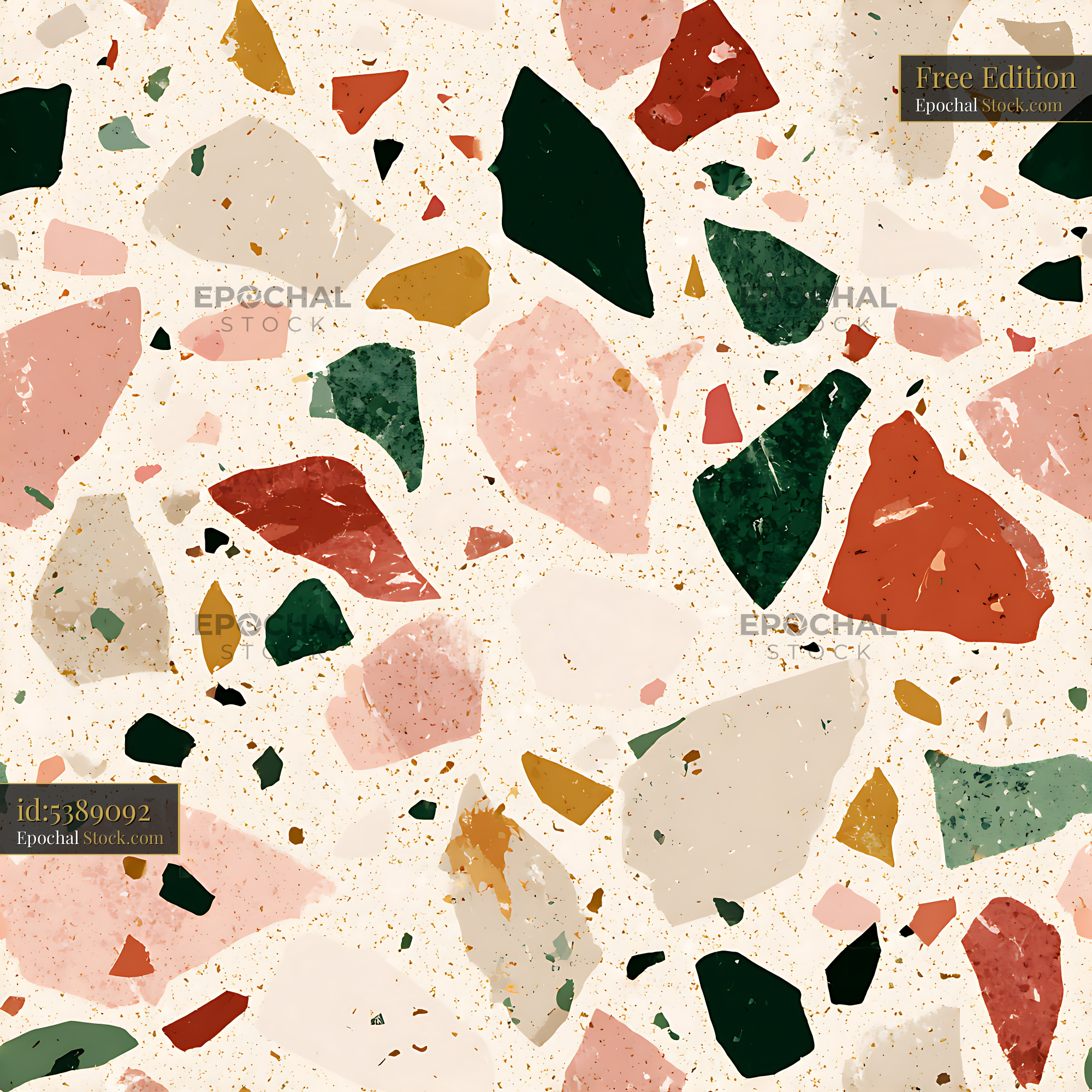 Terracotta Green Terrazzo Stone Seamless Pattern - stock photo