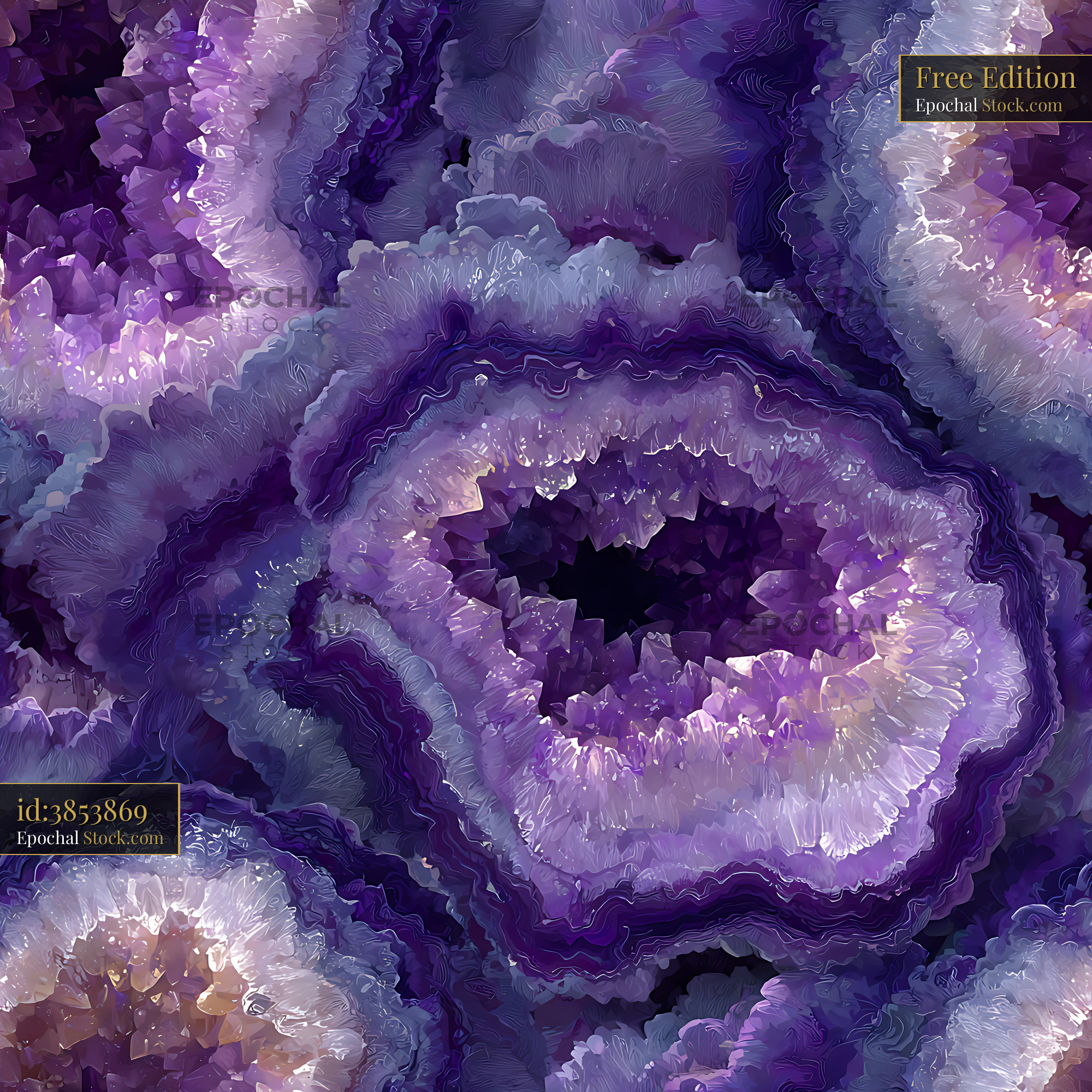 Amethyst Geode Crystal Texture Seamless Pattern - stock photo