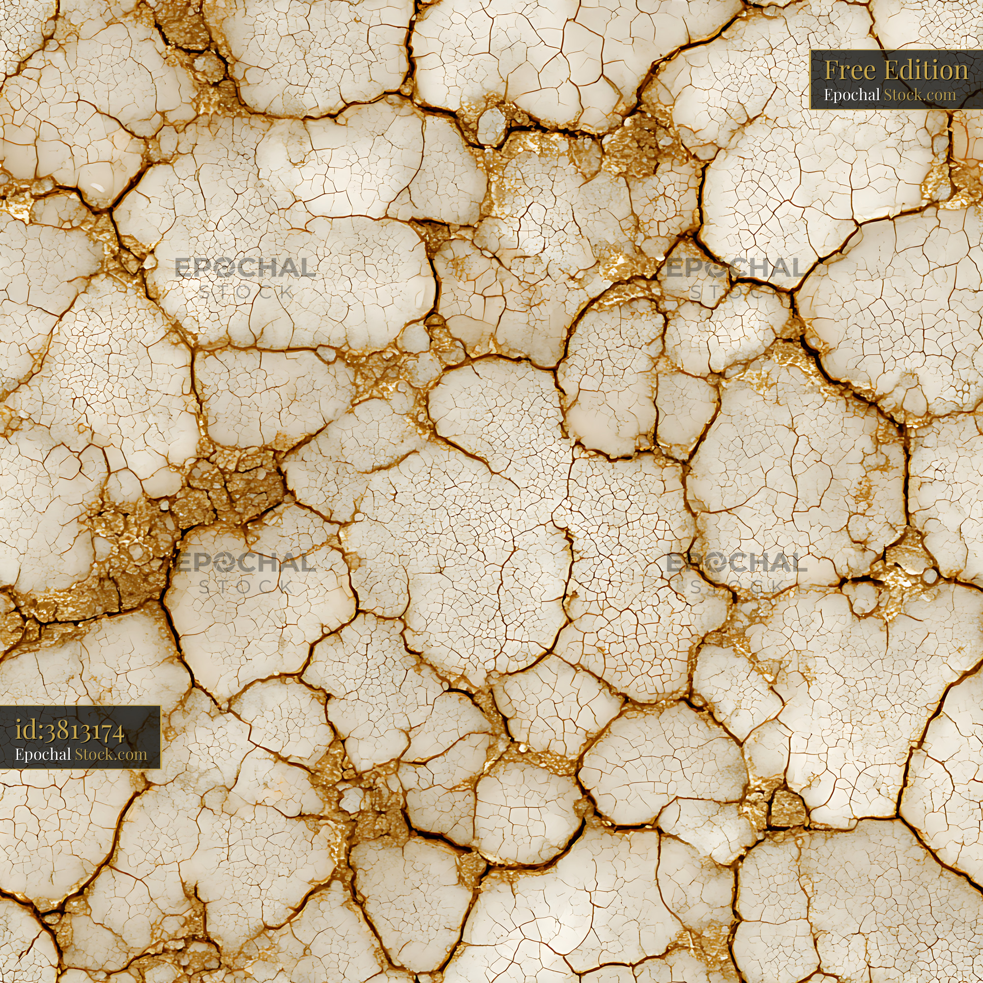 Gold and Ivory Crackle Glaze Seamless Pattern - stock photo