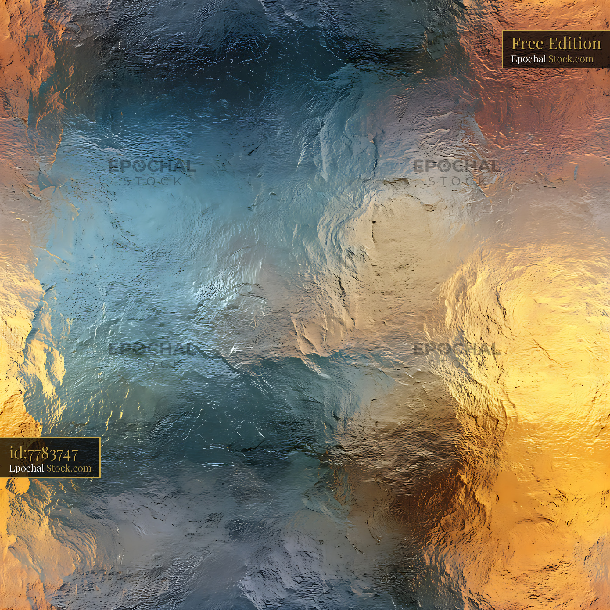 Indigo and Amber Crystalline Seamless Pattern - stock photo