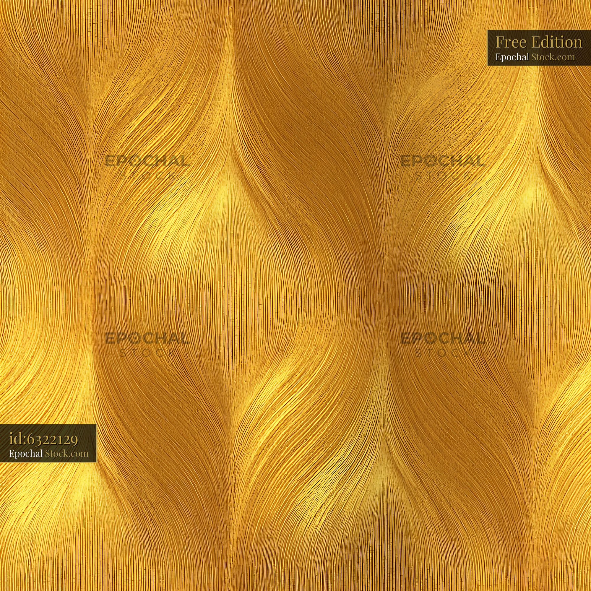 Textured Gold Metallic Ribbed Wave Seamless Patter - stock photo