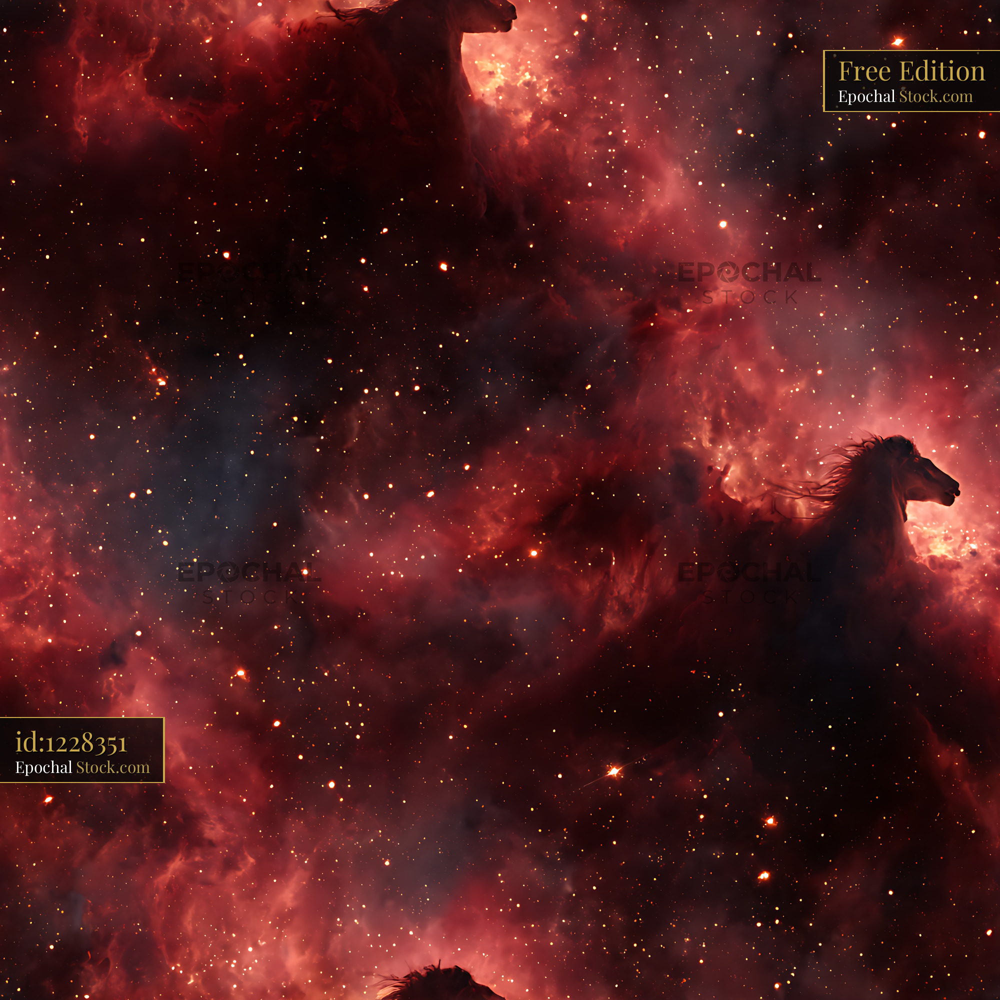 Cosmic Horsehead Nebula Red Seamless Pattern - stock photo