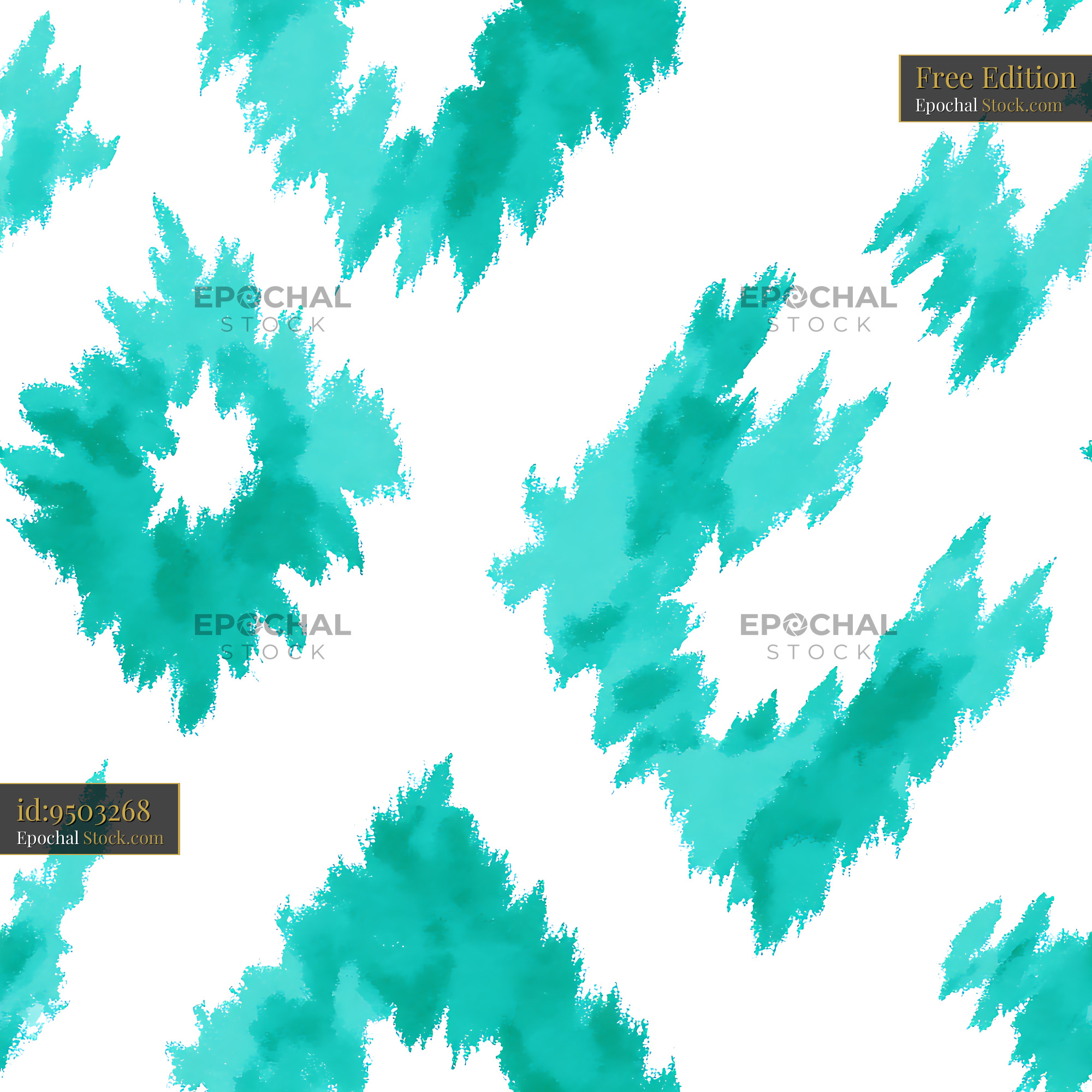 Teal Abstract Watercolor Ikat Seamless Pattern - stock photo