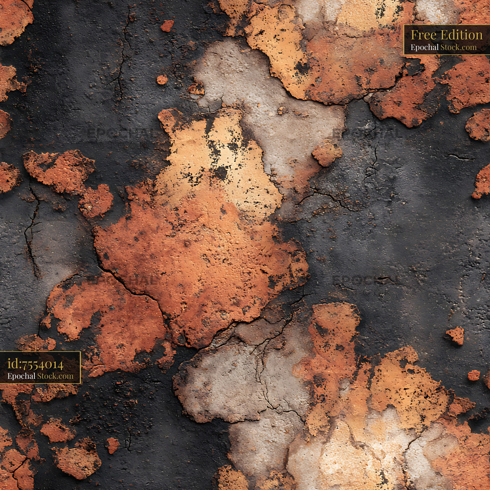 Weathered Rust and Charcoal Grunge Seamless Patter - stock photo